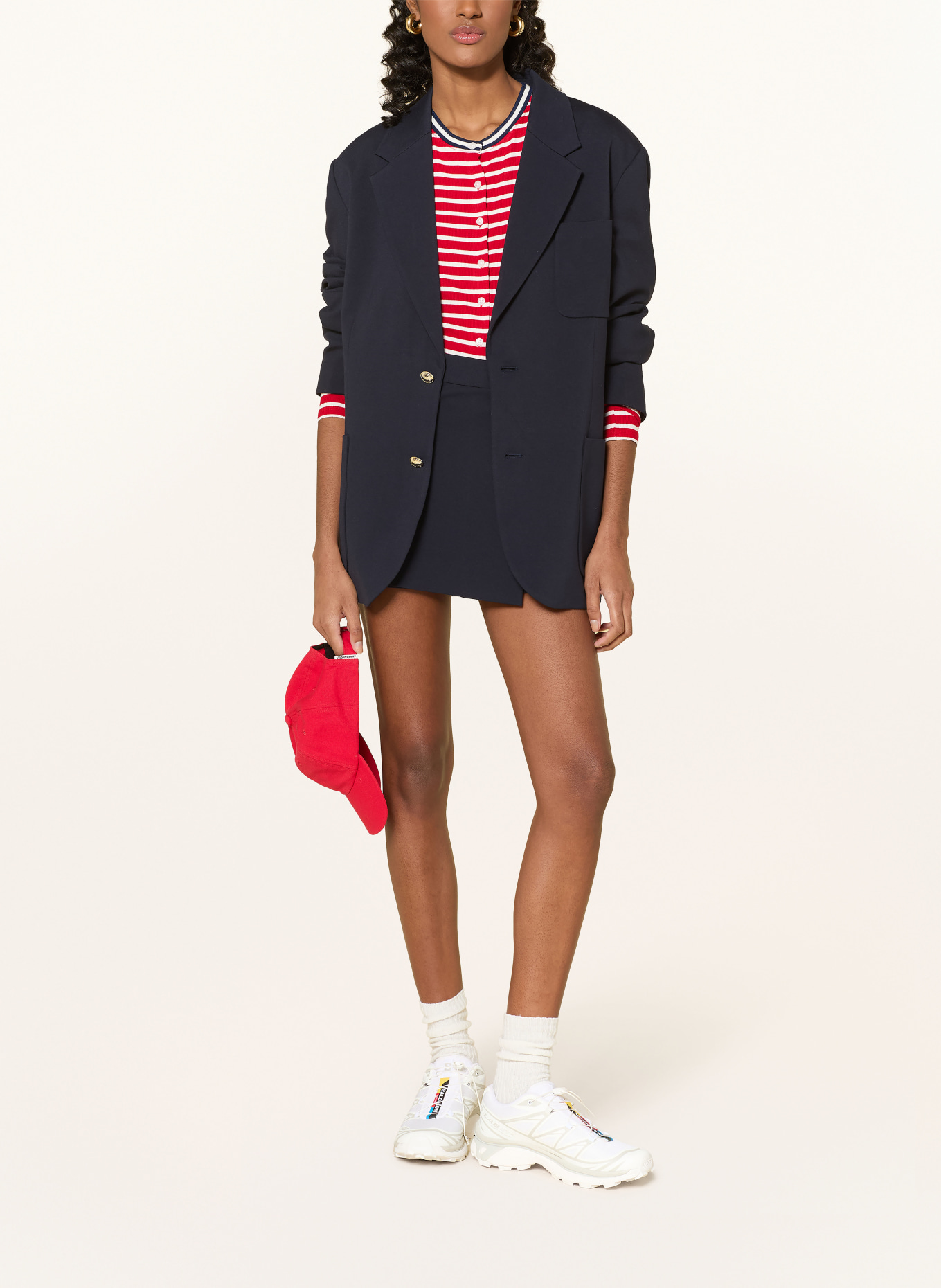 TOMMY JEANS Jersey jacket: RED / DARK BLUE / WHITE