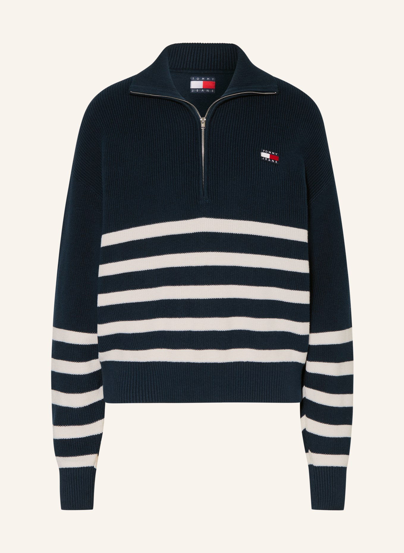 TOMMY JEANS Troyer: MØRKEBLÅ / HVID