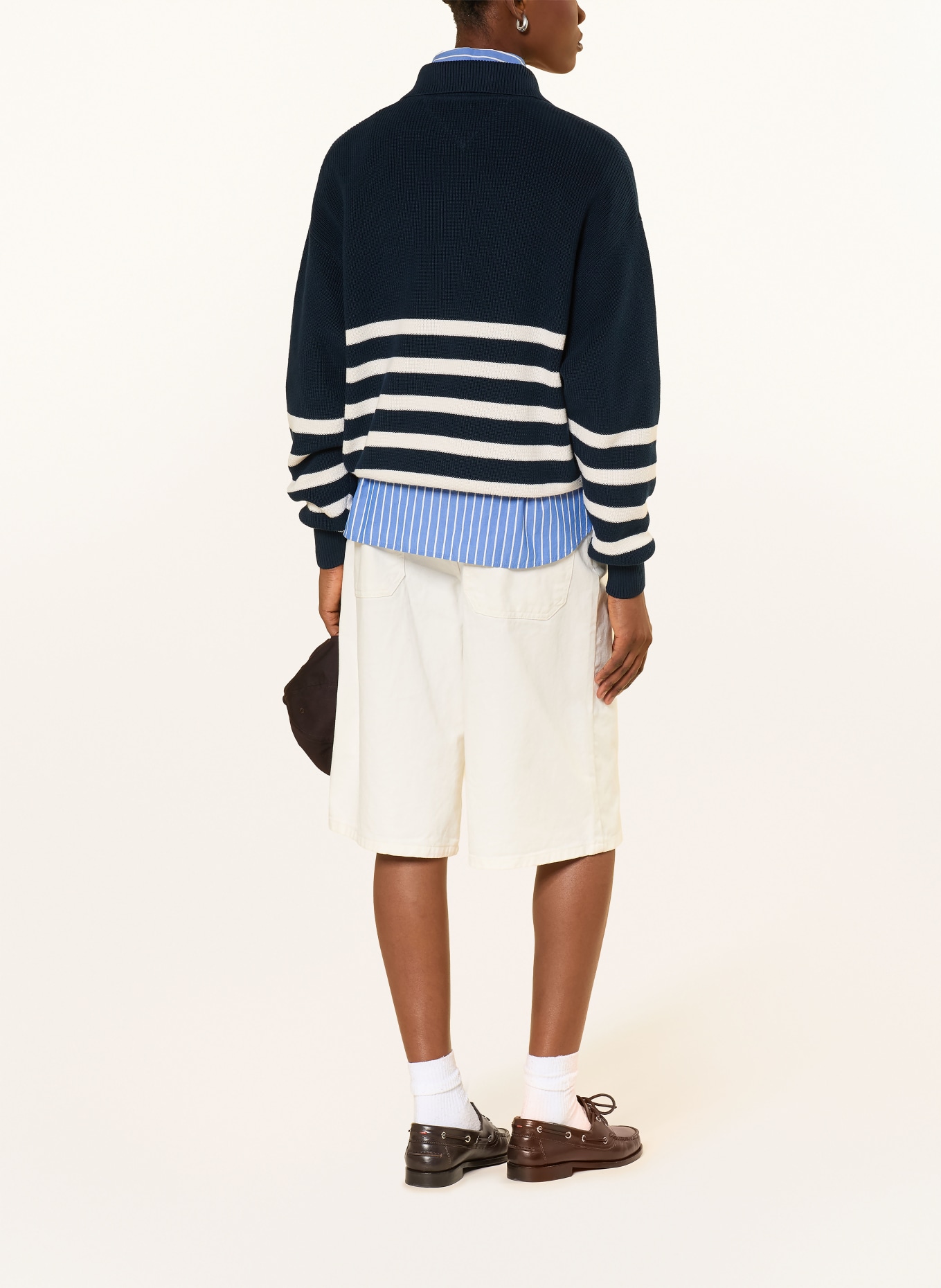 TOMMY JEANS Troyer: MØRKEBLÅ / HVID