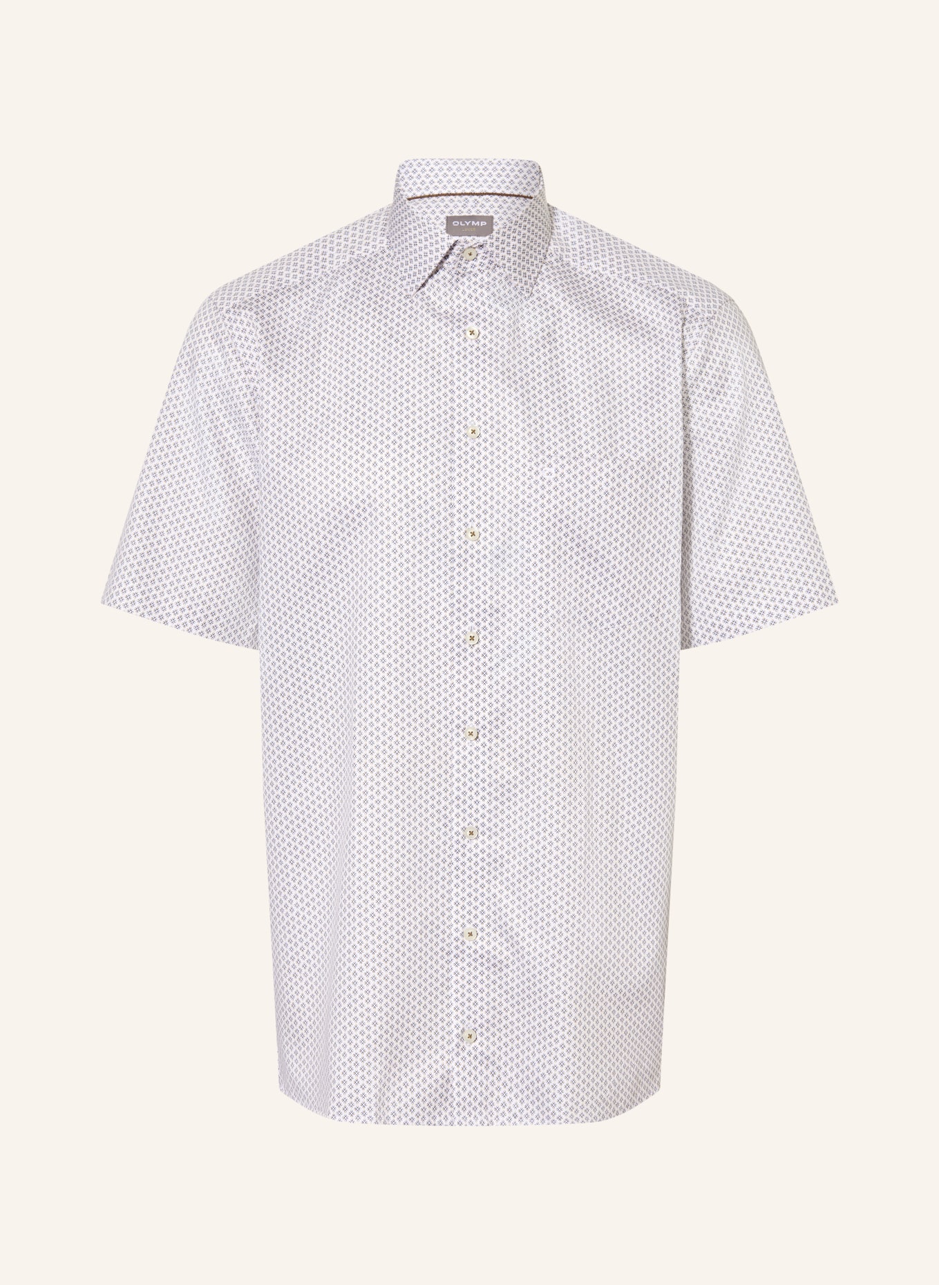OLYMP Kurzarm-Hemd Luxor comfort fit: BEIGE / DUNKELBLAU / WEISS