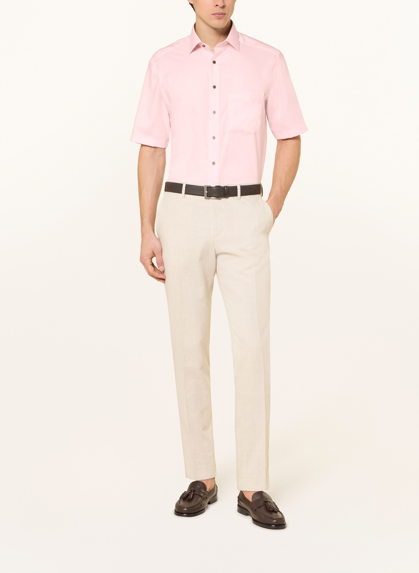 OLYMP Koszula z krótkim rękawem Luxor o kroju comfort fit: JASNORÓŻOWY