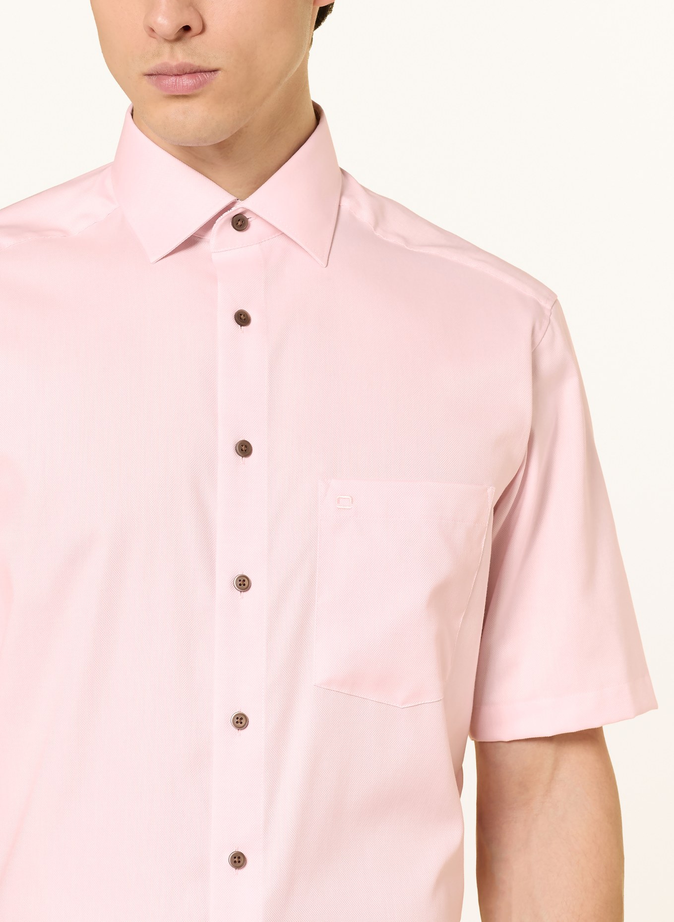 OLYMP Koszula z krótkim rękawem Luxor o kroju comfort fit: JASNORÓŻOWY