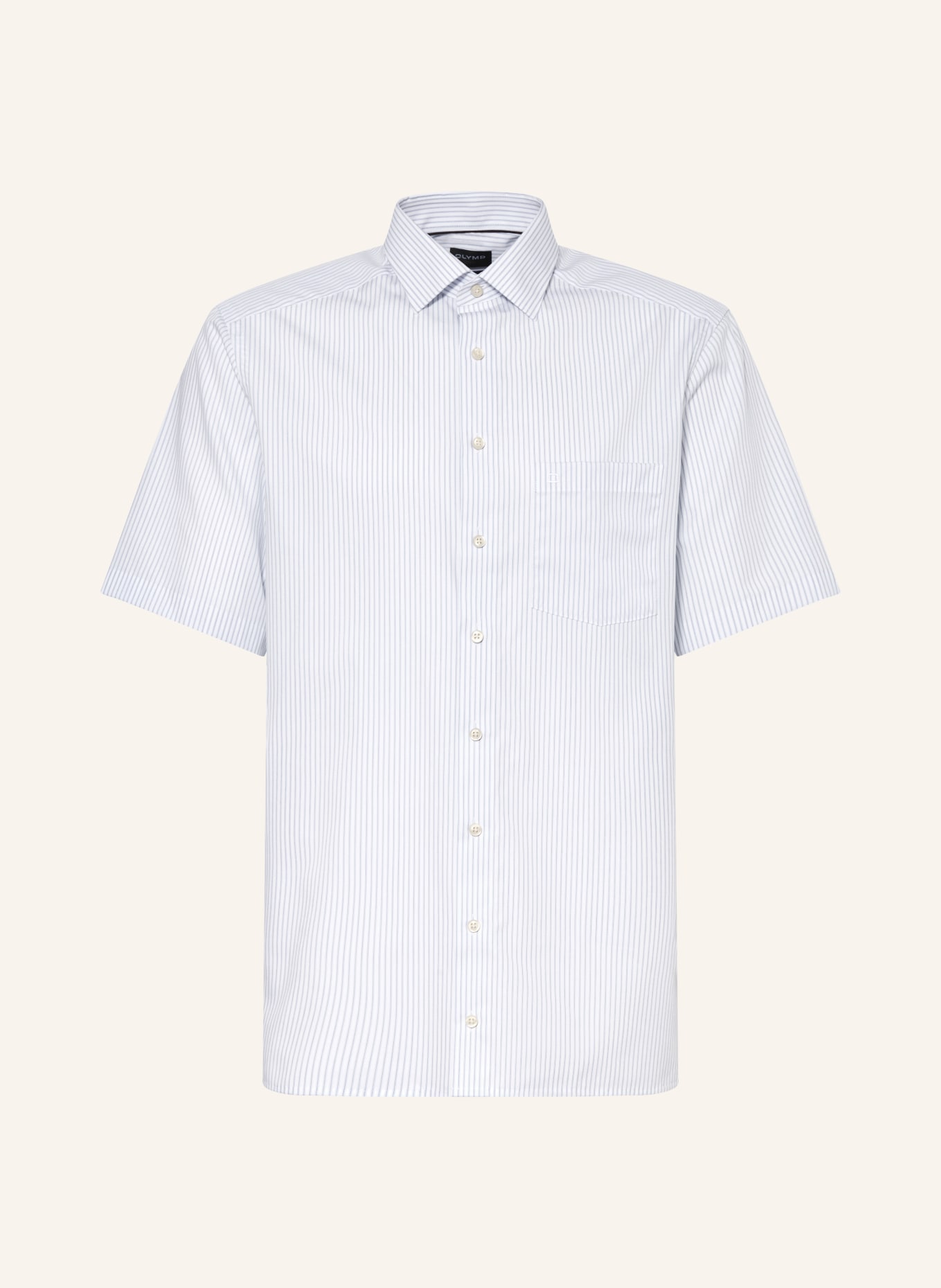 OLYMP Koszula z krótkim rękawem Luxor o kroju comfort fit: BIAŁY / JASNONIEBIESKI
