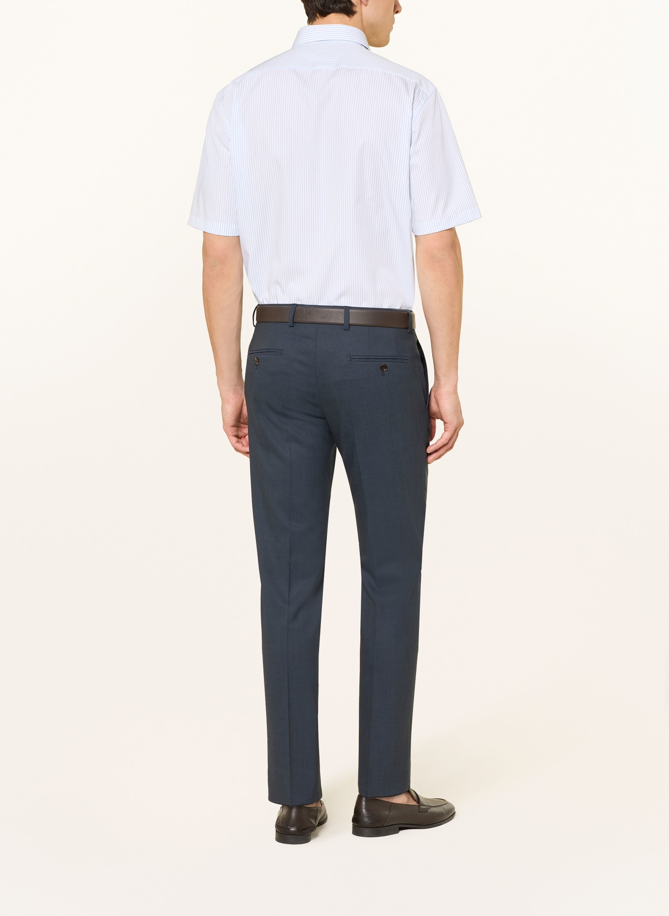 OLYMP Koszula z krótkim rękawem Luxor o kroju comfort fit: BIAŁY / JASNONIEBIESKI