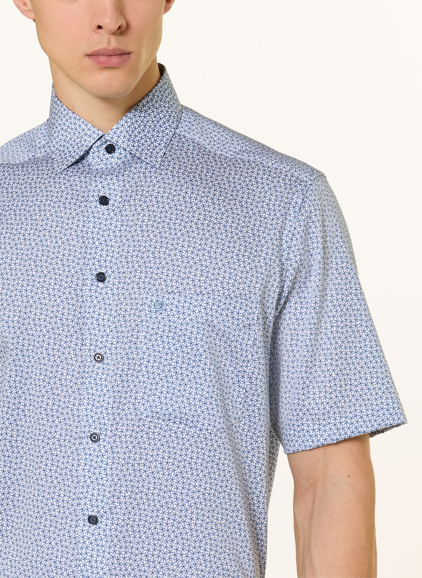 OLYMP Kurzarm-Hemd Luxor comfort fit: BLAU / WEISS
