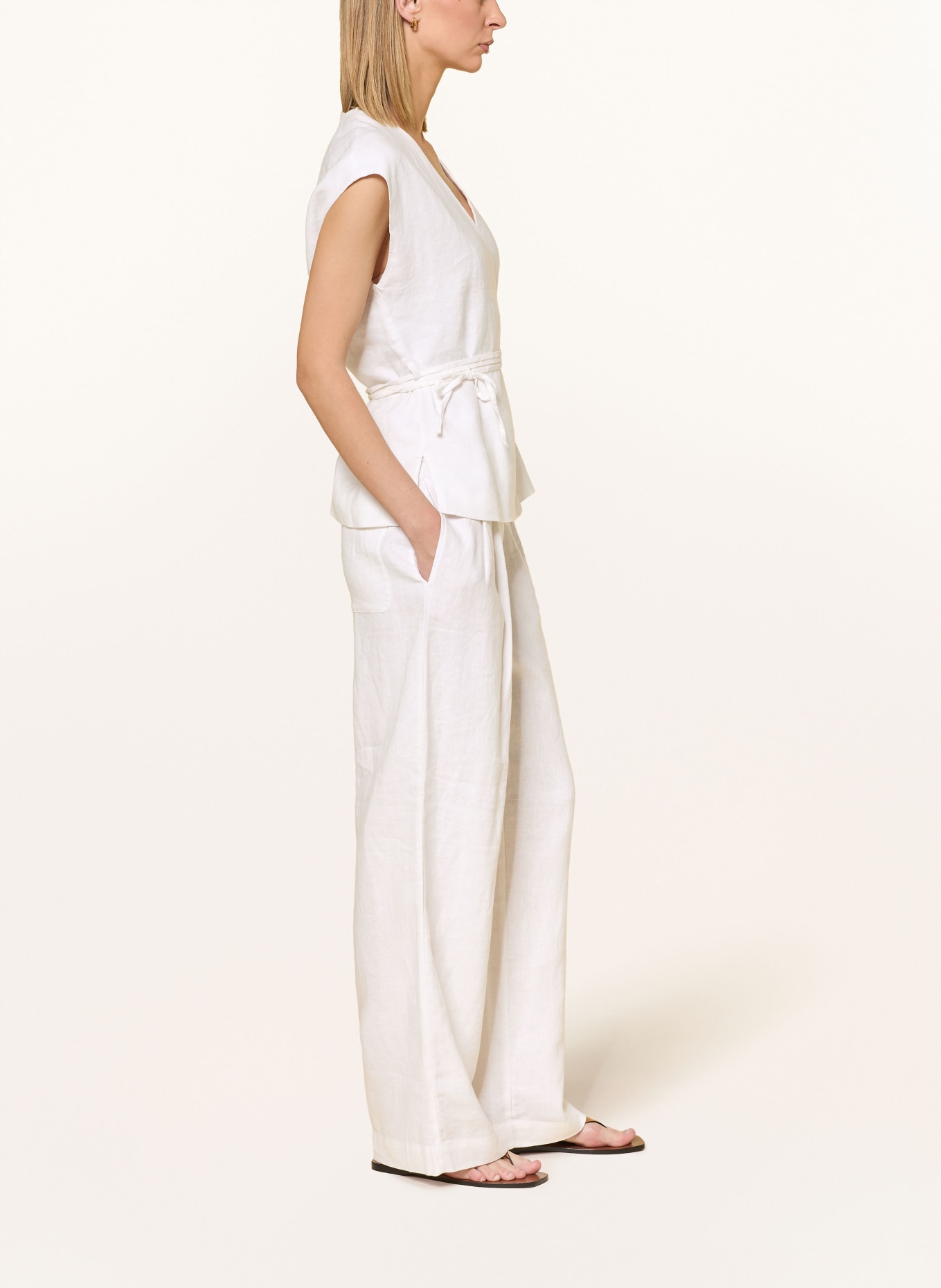 TOMMY HILFIGER Marlenehose aus Leinen: WEISS