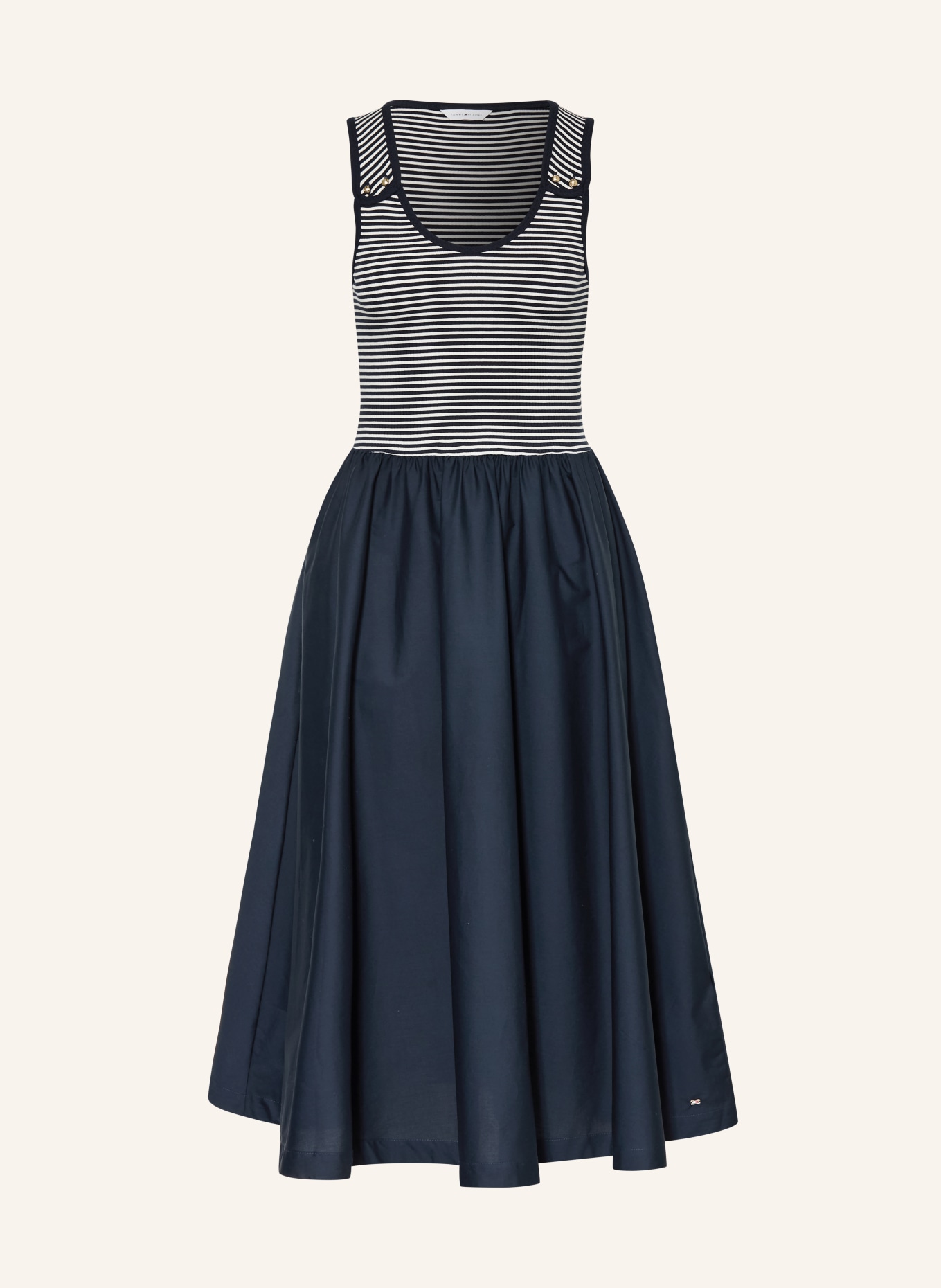TOMMY HILFIGER Jerseykleid: DUNKELBLAU / WEISS