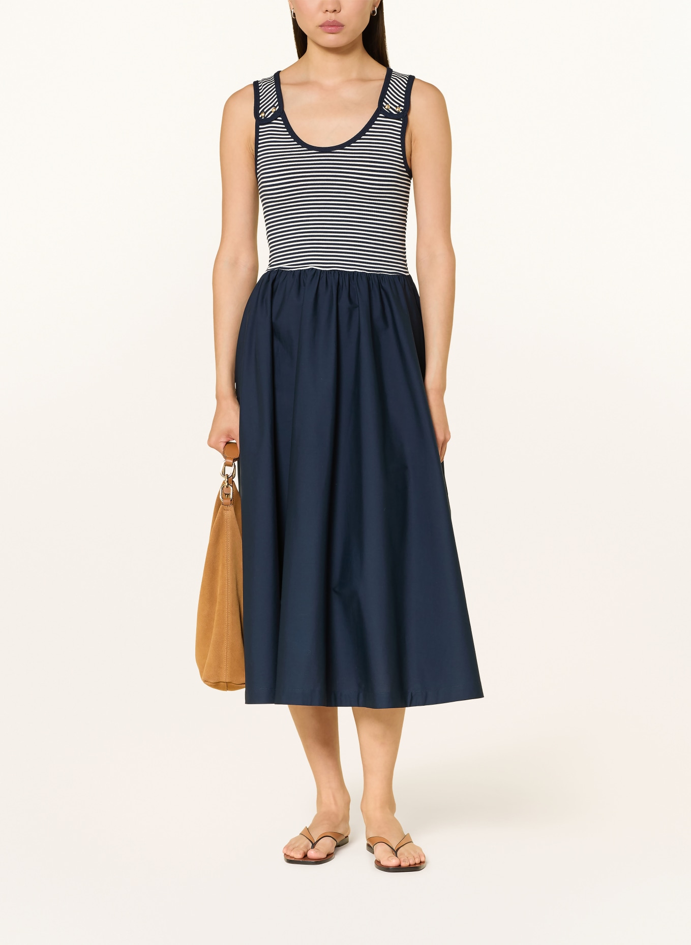 TOMMY HILFIGER Jerseykleid: DUNKELBLAU / WEISS