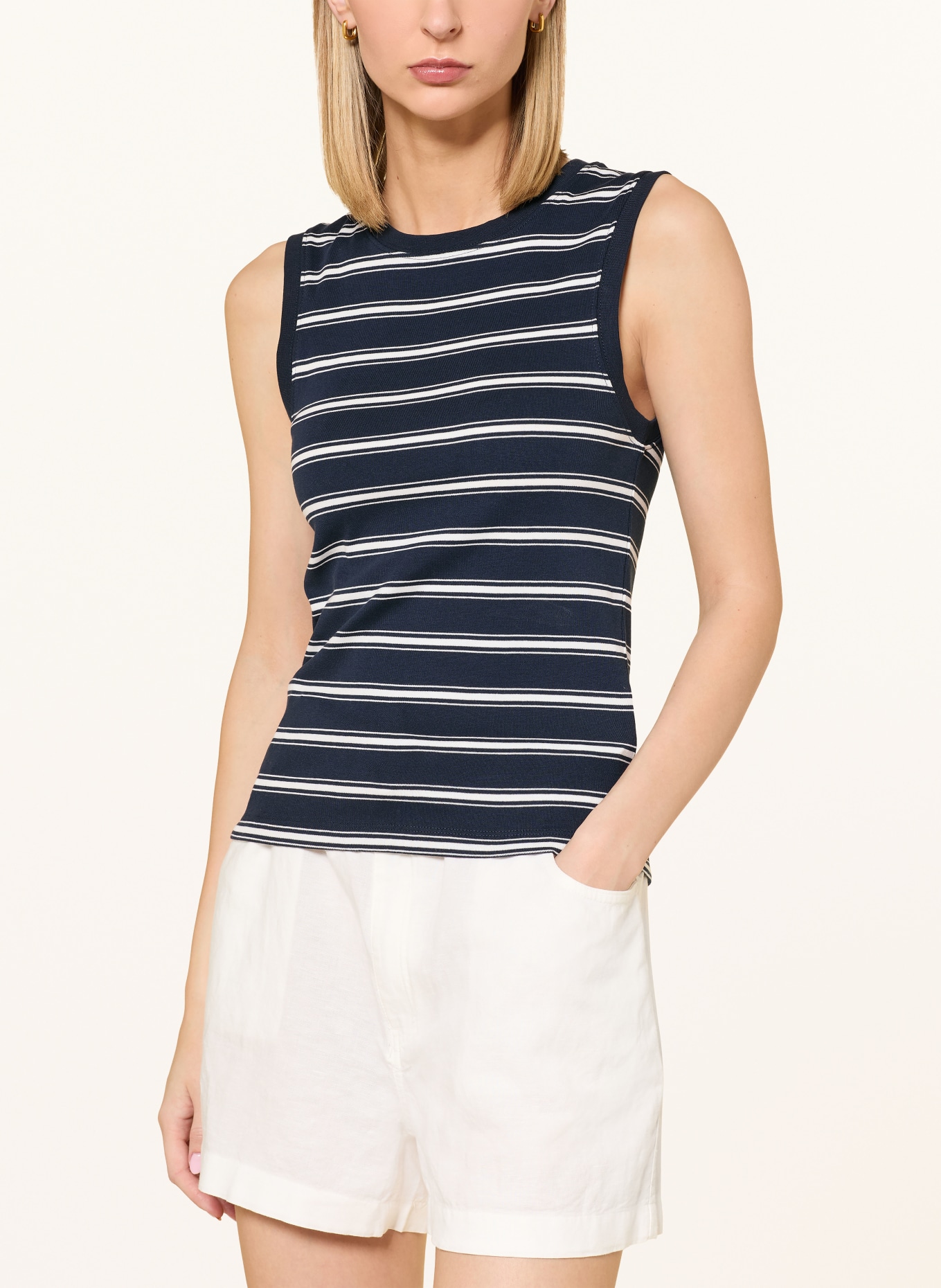 TOMMY HILFIGER Top: DARK BLUE / WHITE
