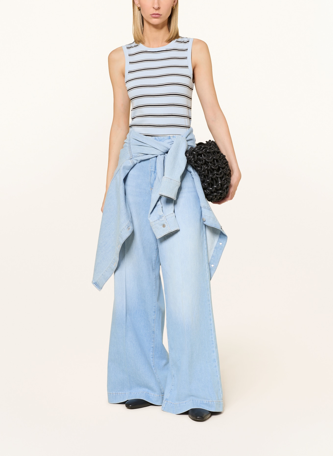 TOMMY HILFIGER Top: LIGHT BLUE / WHITE / BLACK