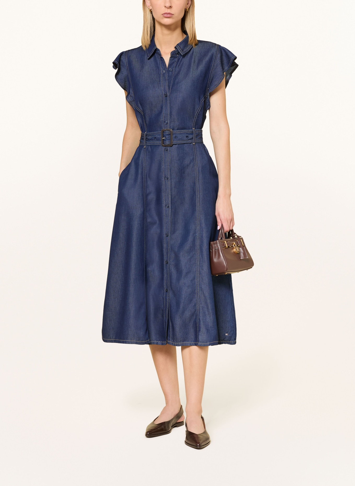 TOMMY HILFIGER Hemdblusenkleid in Jeansoptik: DUNKELBLAU