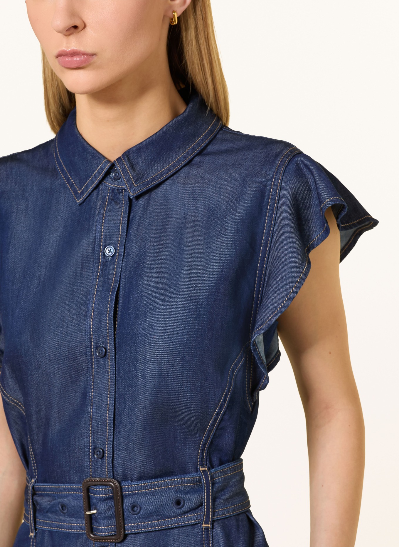 TOMMY HILFIGER Hemdblusenkleid in Jeansoptik: DUNKELBLAU