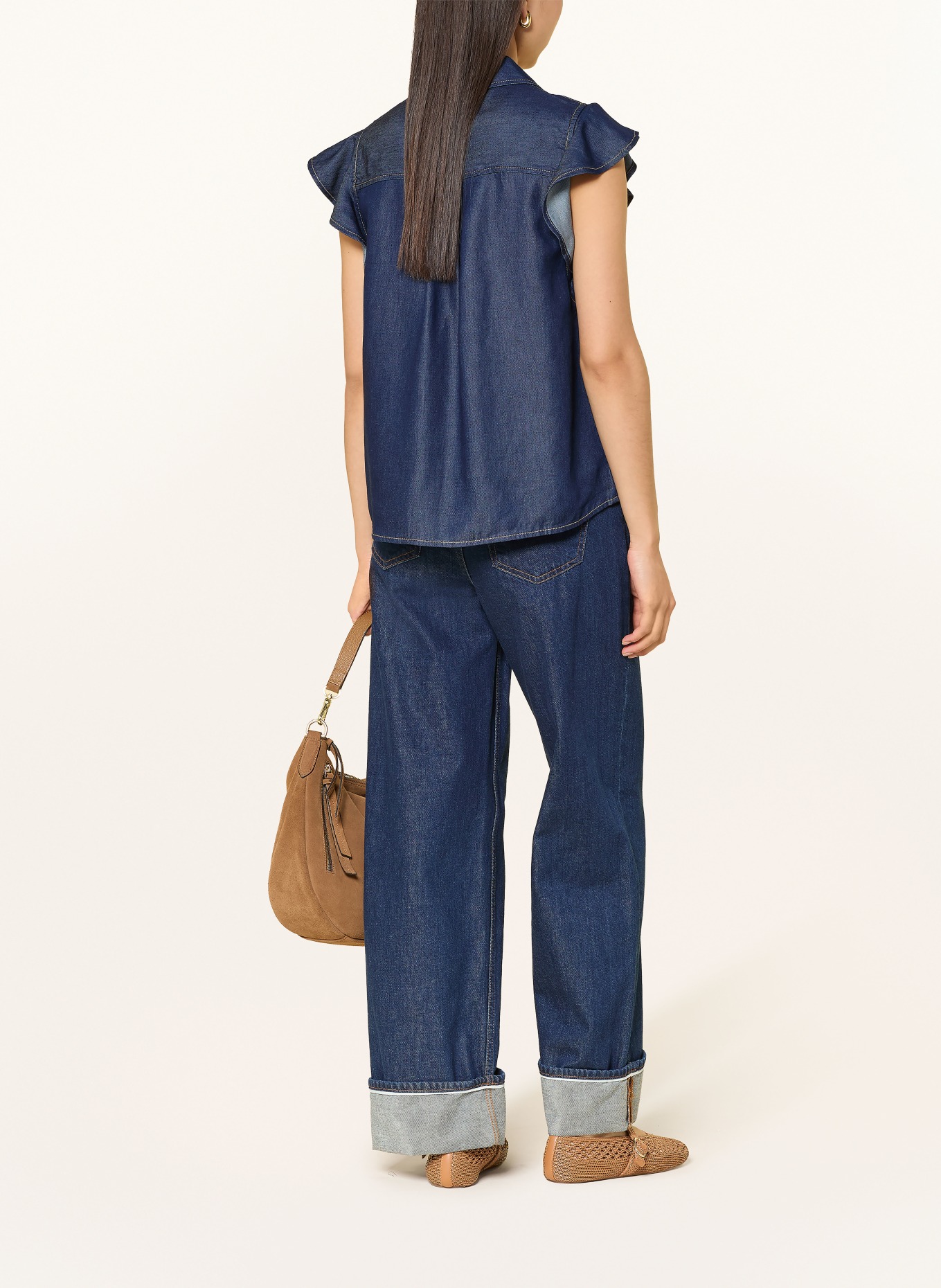 TOMMY HILFIGER Hemdbluse in Jeansoptik: DUNKELBLAU