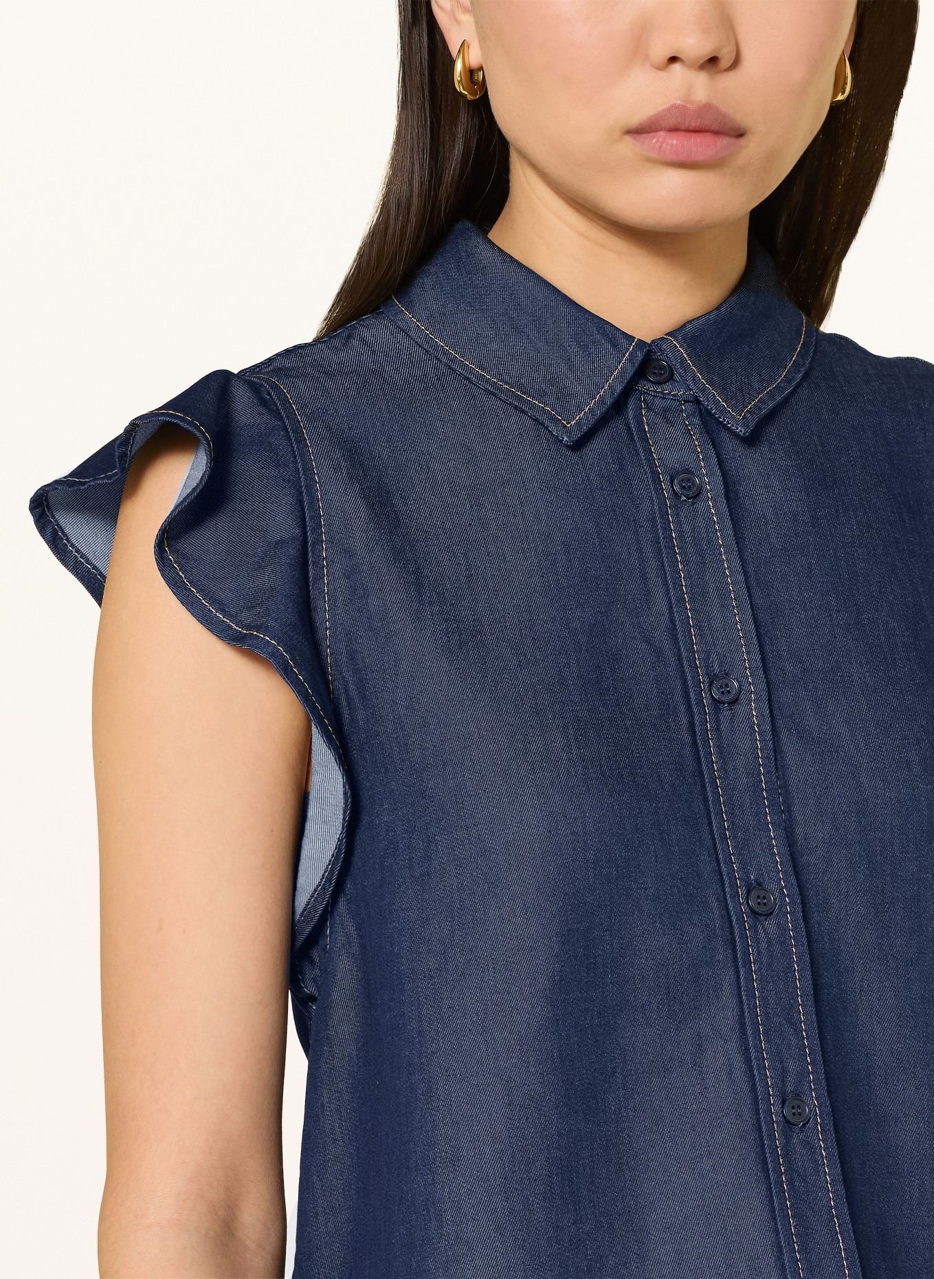 TOMMY HILFIGER Hemdbluse in Jeansoptik: DUNKELBLAU