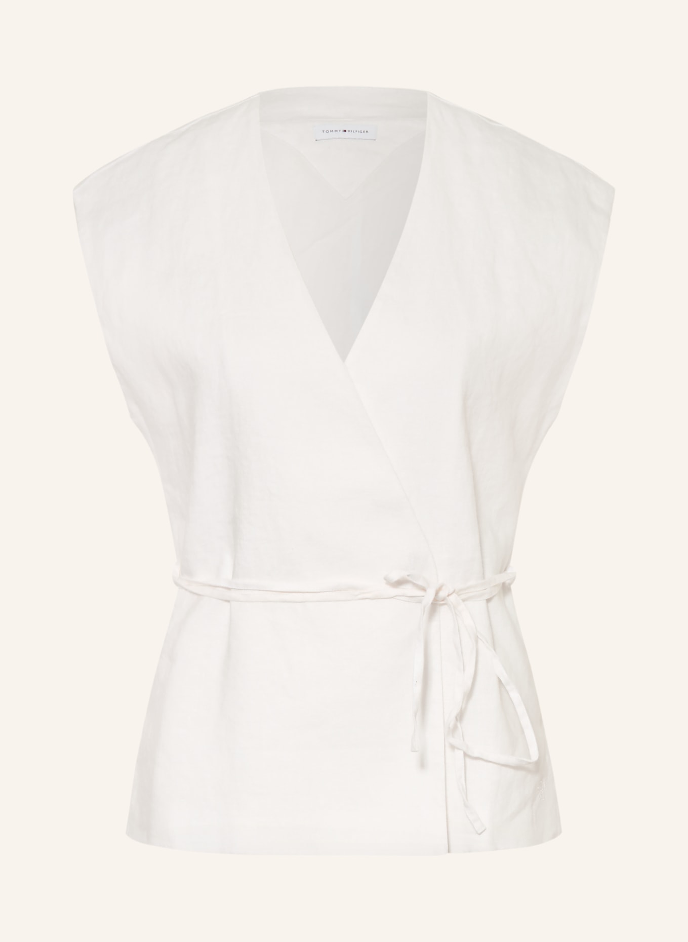 TOMMY HILFIGER Lněná sako-vesta: BÍLÁ