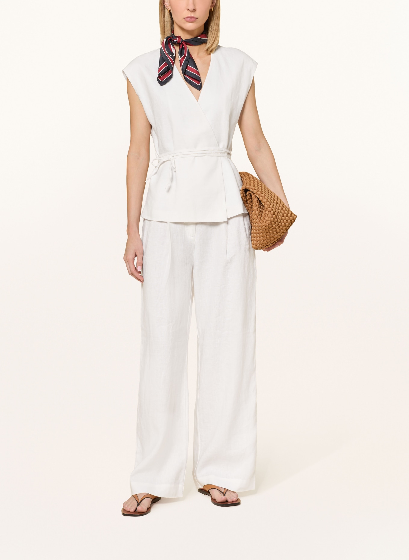 TOMMY HILFIGER Lněná sako-vesta: BÍLÁ