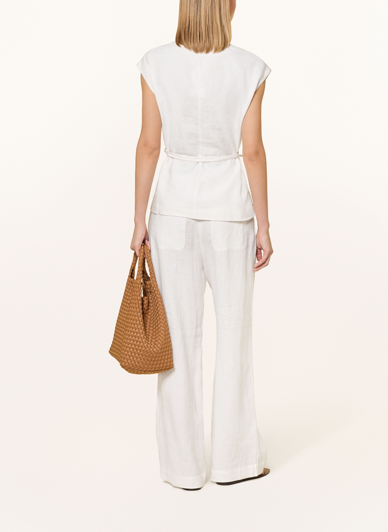 TOMMY HILFIGER Lněná sako-vesta: BÍLÁ