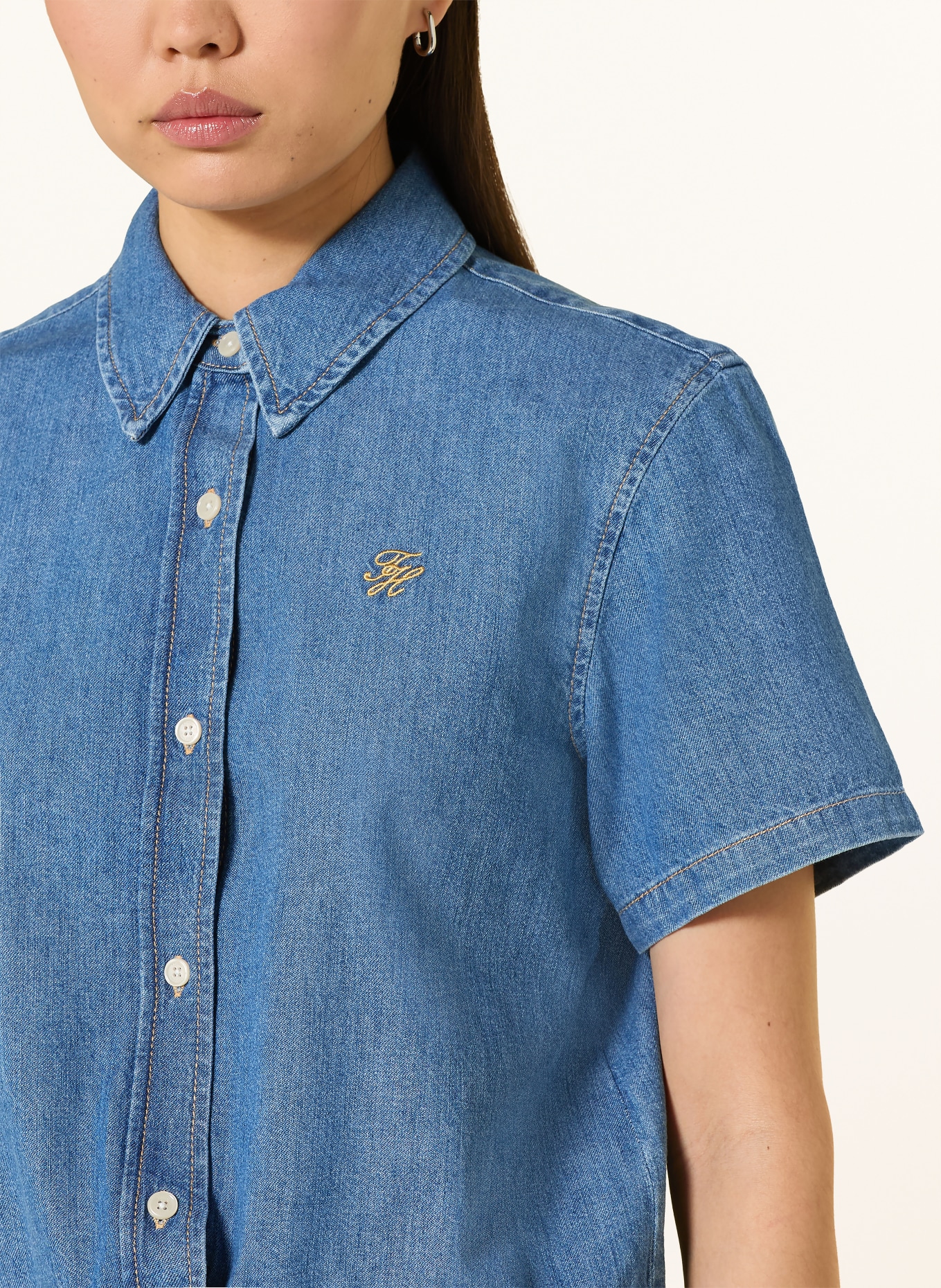 TOMMY HILFIGER Jeansbluse: BLAU