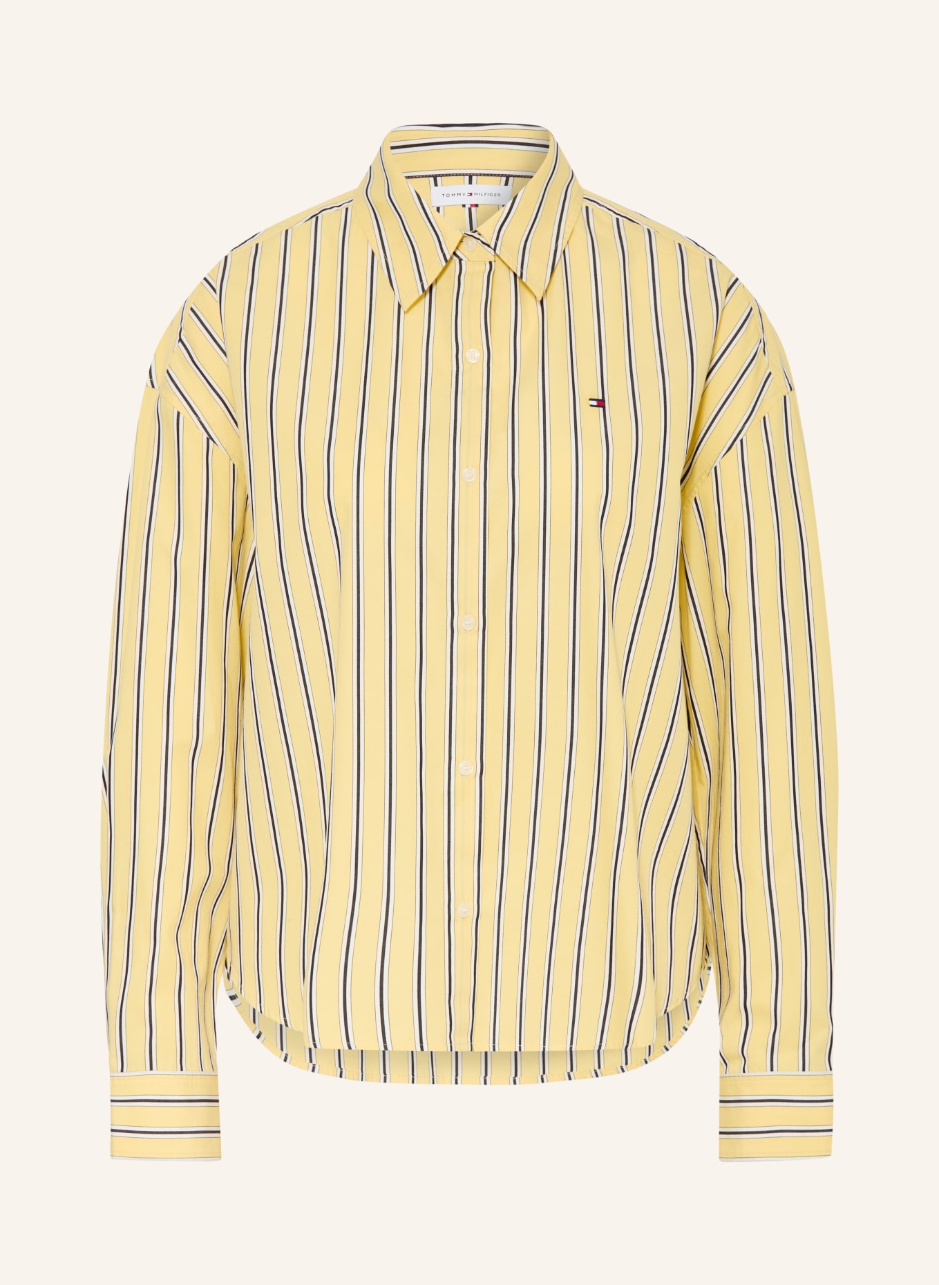 TOMMY HILFIGER Hemdbluse: GELB / WEISS / SCHWARZ