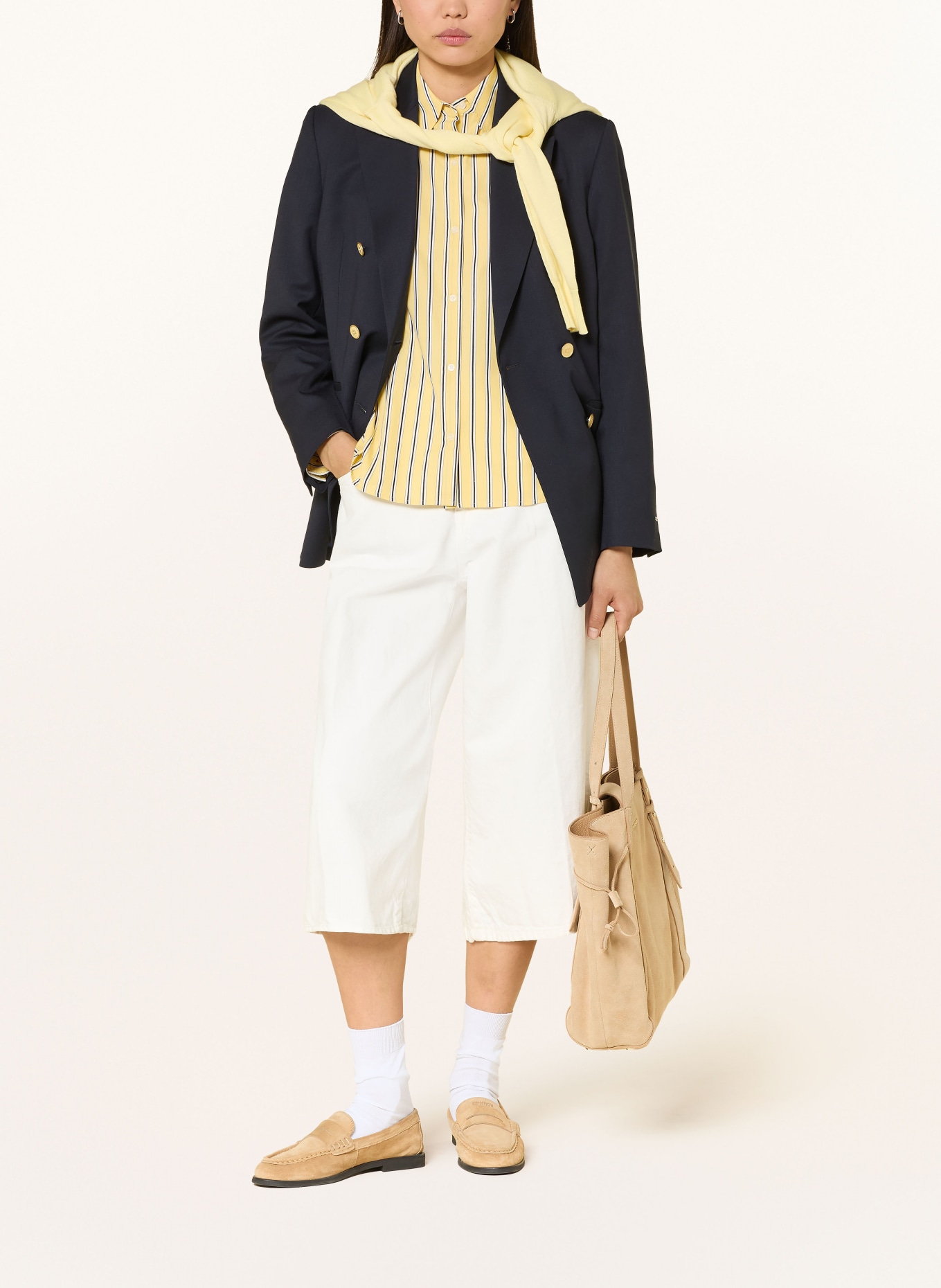 TOMMY HILFIGER Hemdbluse: GELB / WEISS / SCHWARZ