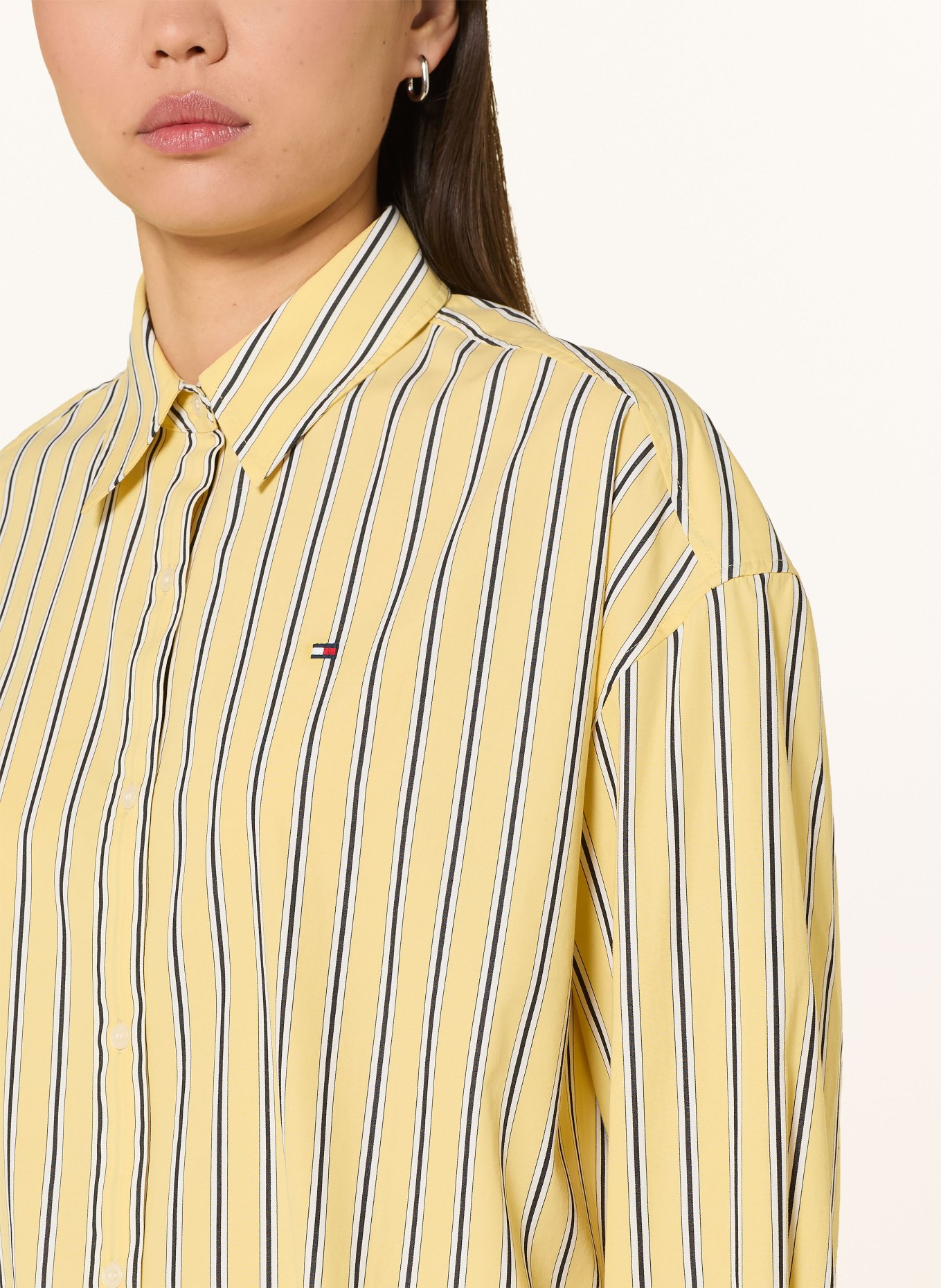 TOMMY HILFIGER Hemdbluse: GELB / WEISS / SCHWARZ