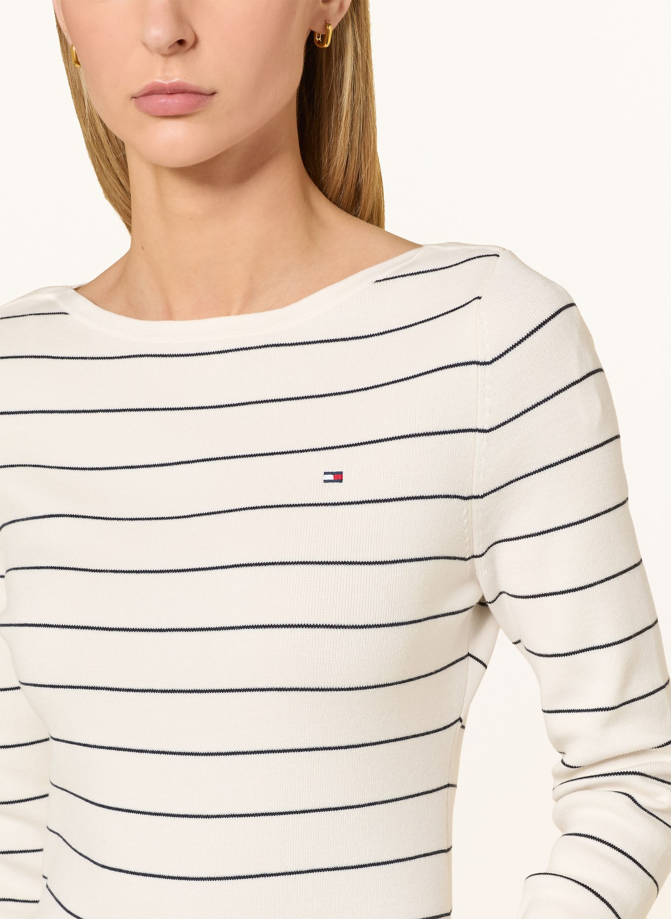 TOMMY HILFIGER Longsleeve: WEISS / DUNKELBLAU