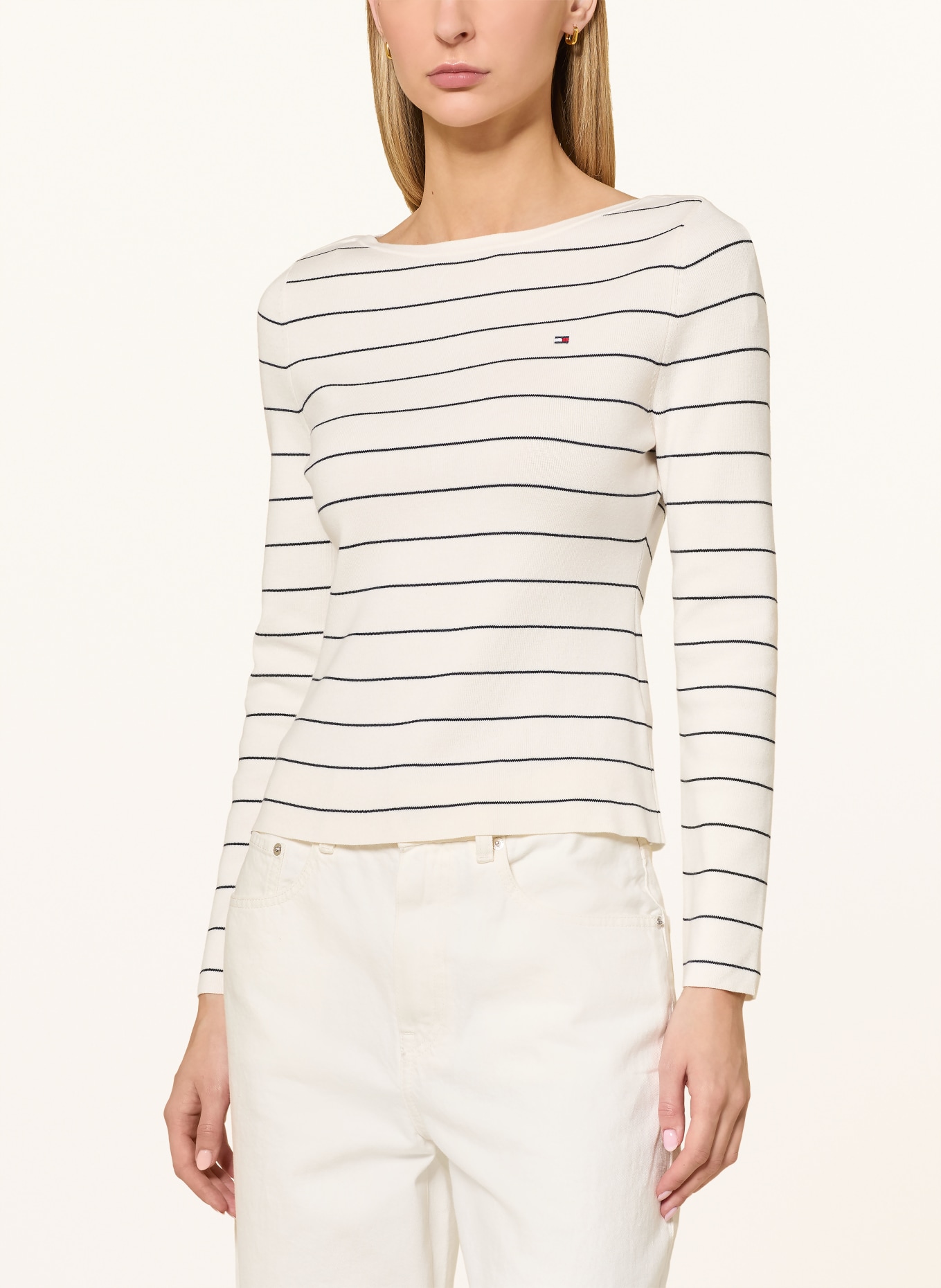 TOMMY HILFIGER Longsleeve: WEISS / DUNKELBLAU