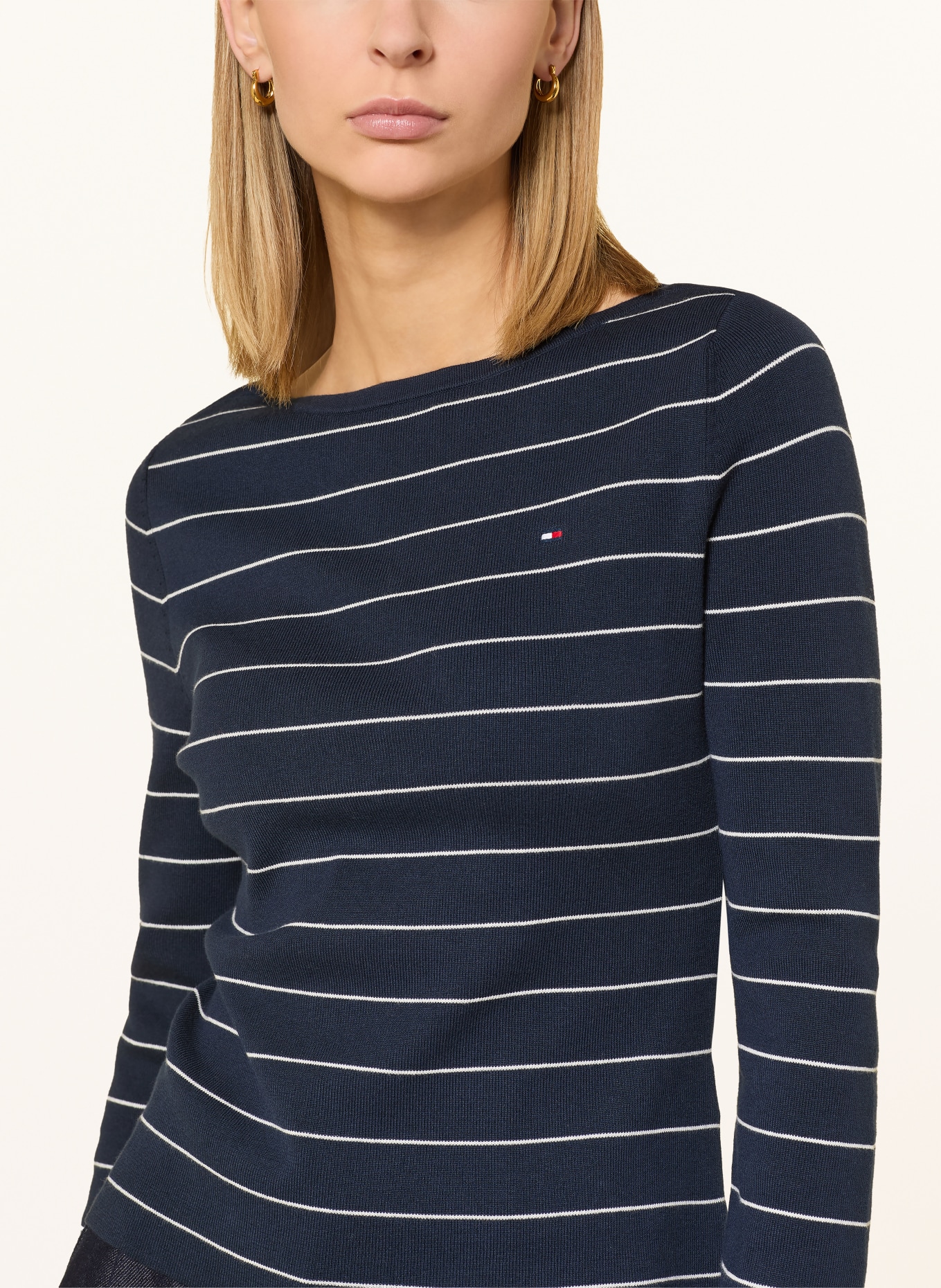 TOMMY HILFIGER Longsleeve: DUNKELBLAU / WEISS