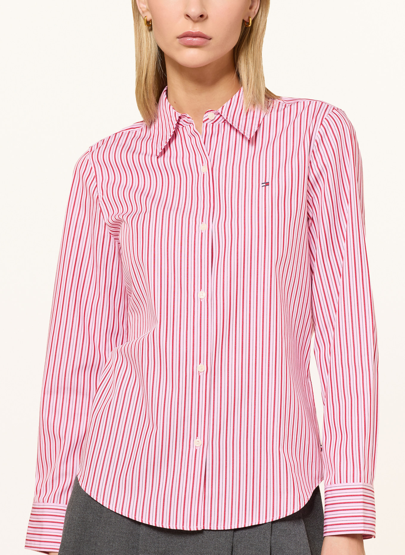 TOMMY HILFIGER Shirt: PINK / RED / BLACK