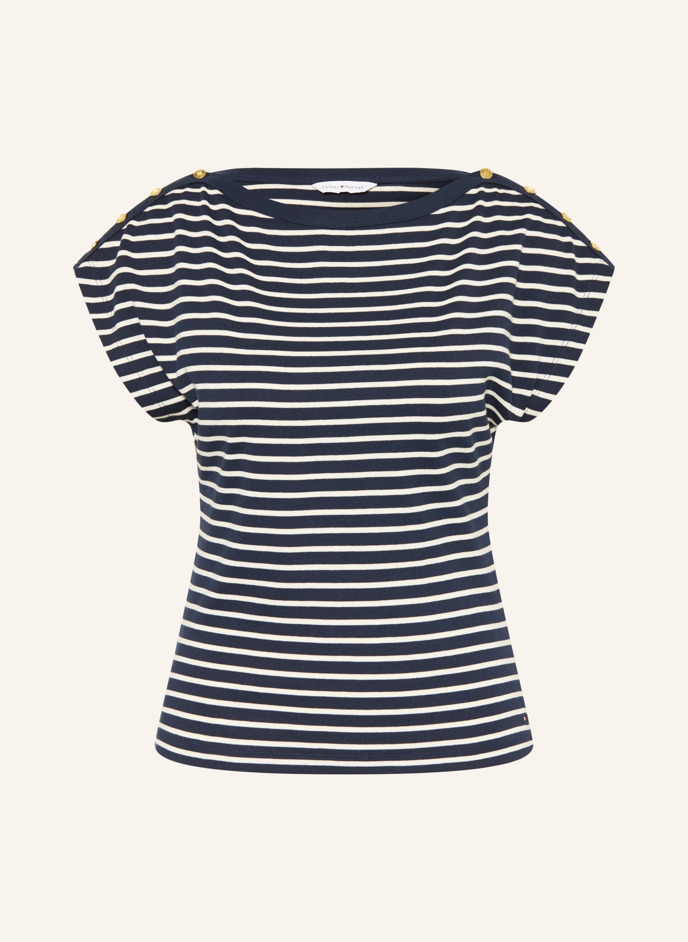 TOMMY HILFIGER T-Shirt: DUNKELBLAU / ECRU