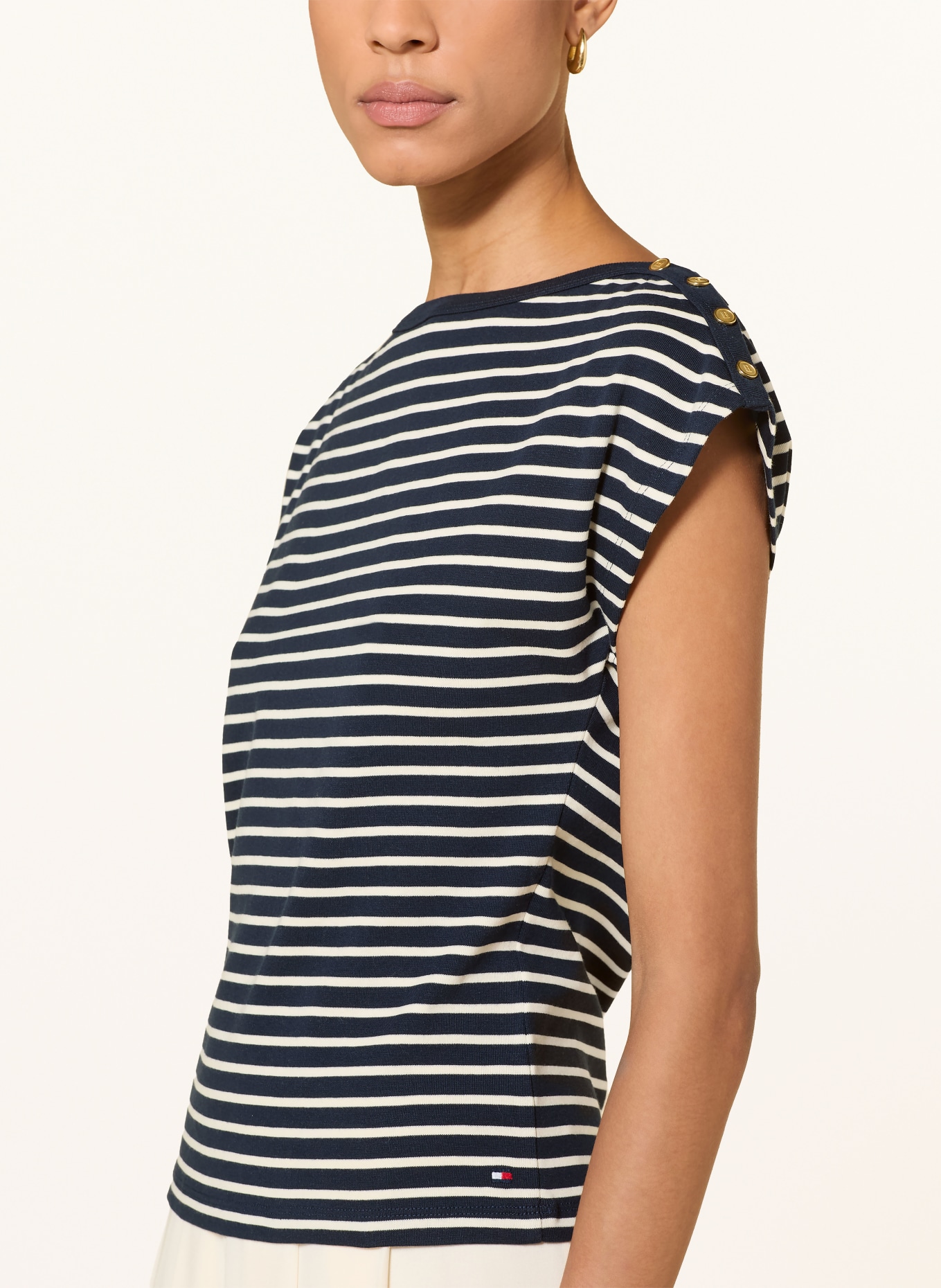 TOMMY HILFIGER T-Shirt: DUNKELBLAU / ECRU