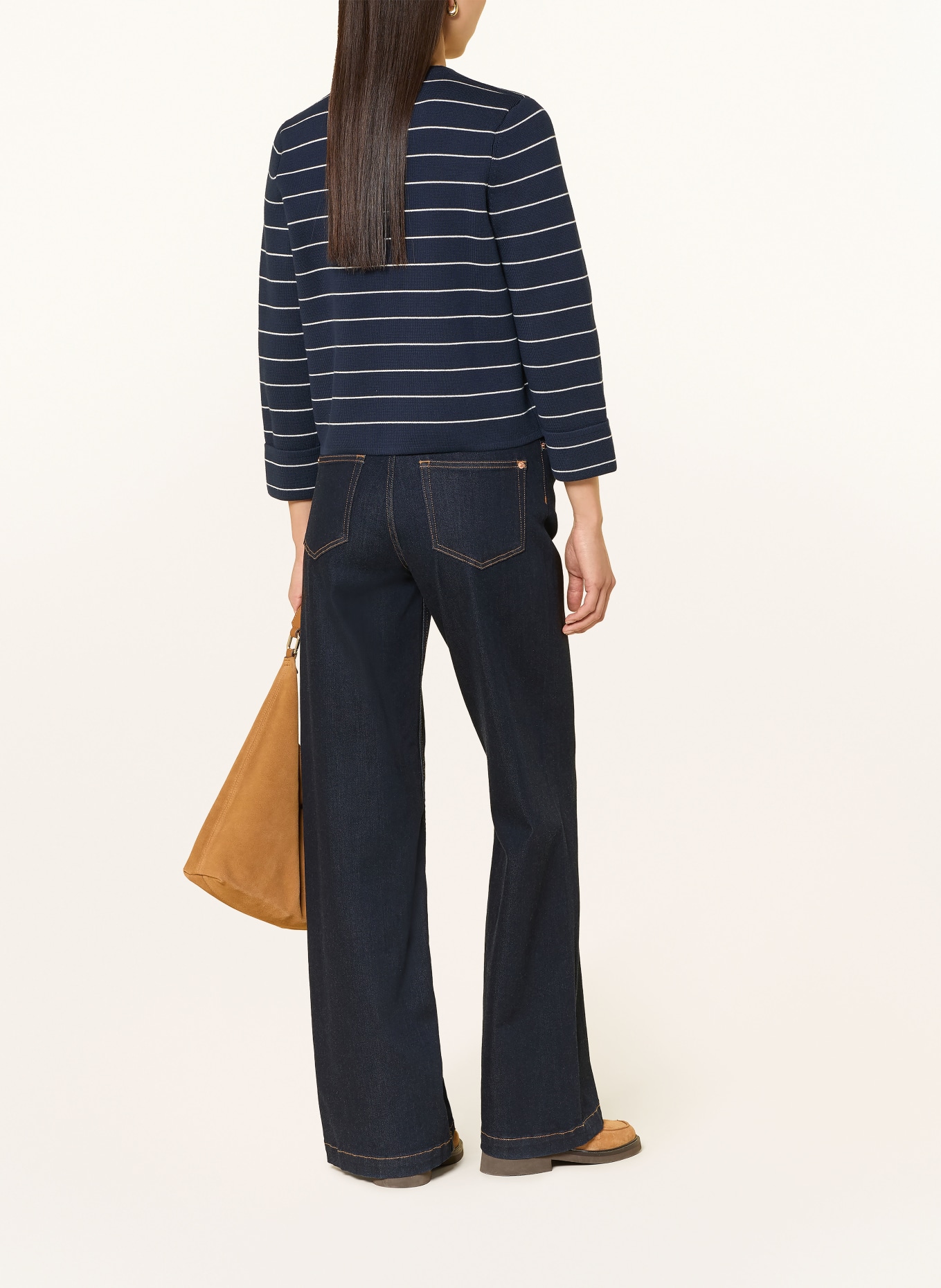 TOMMY HILFIGER Strickjacke: DUNKELBLAU / WEISS