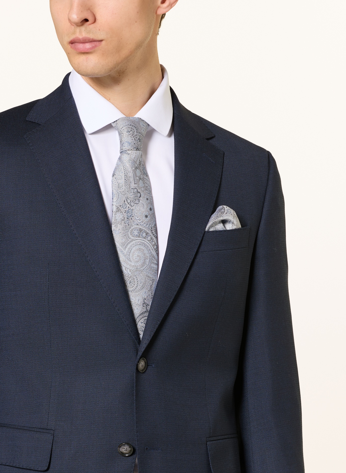 Sterlington Set: Krawatte und Einstecktuch: BLAU / GRAU