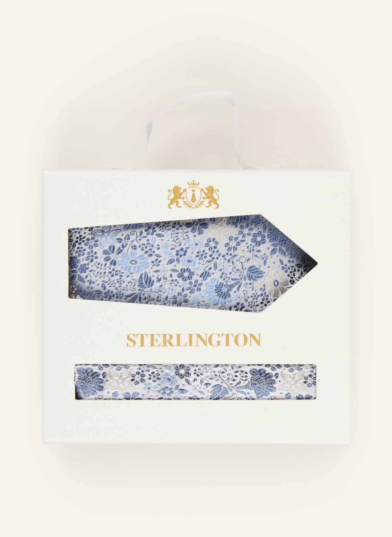 Sterlington Set: Krawatte und Einstecktuch: BLAU / GRAU