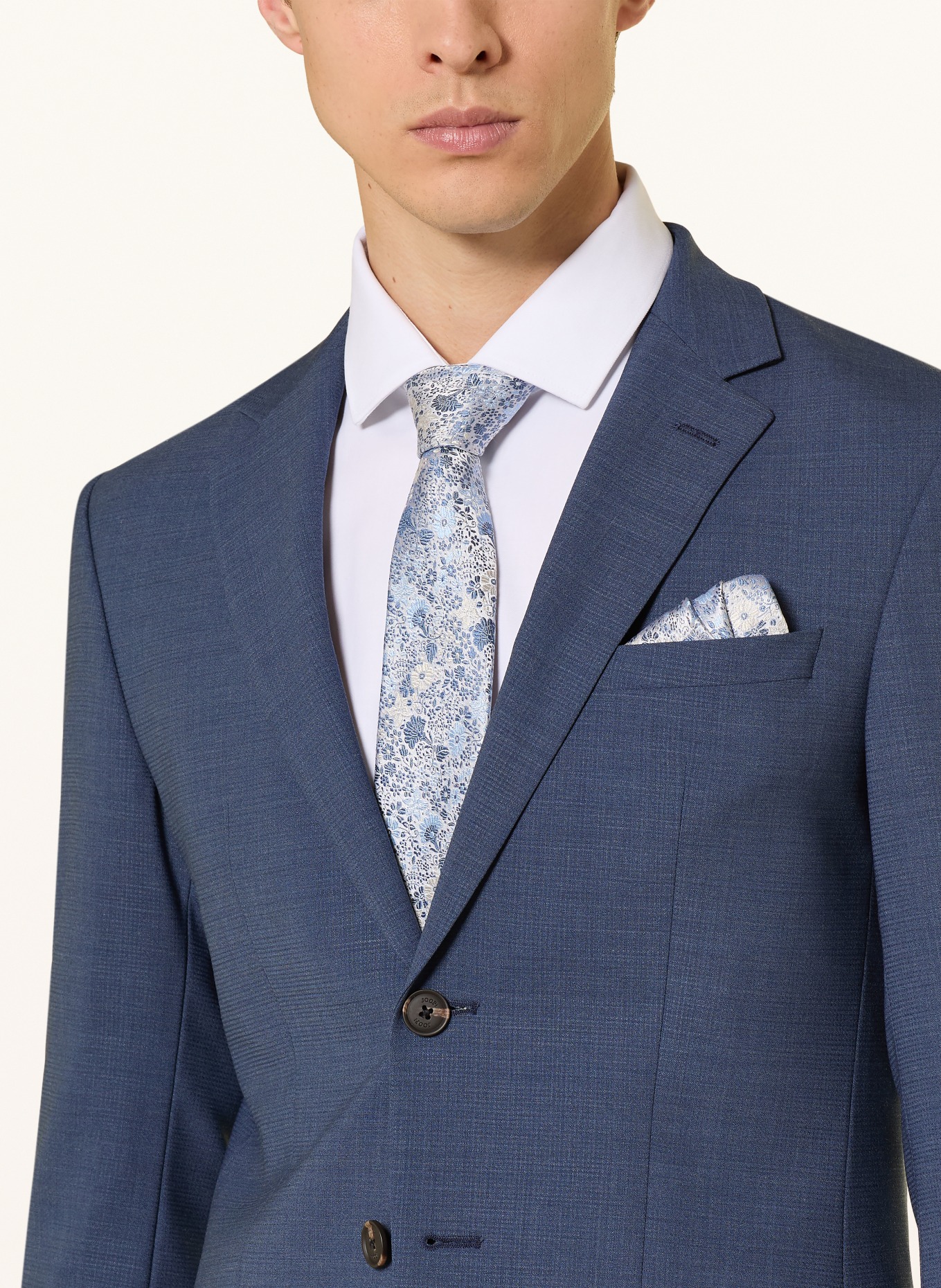 Sterlington Set: Krawatte und Einstecktuch: BLAU / GRAU