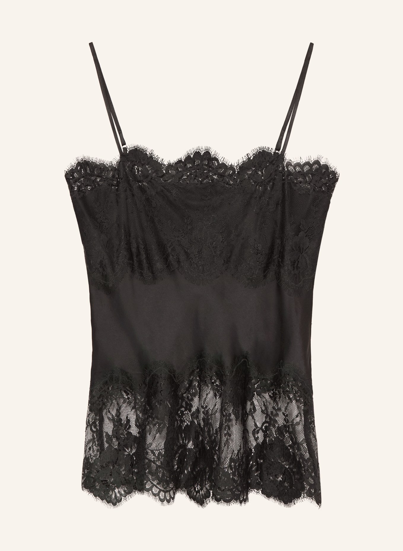 Herskind LINNEA Satin Top with Lace: BLACK