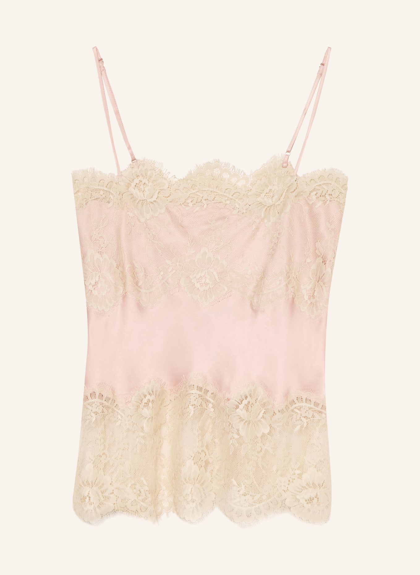 Herskind LINNEA Satin Top with Lace: ROSE GOLD / CREAM