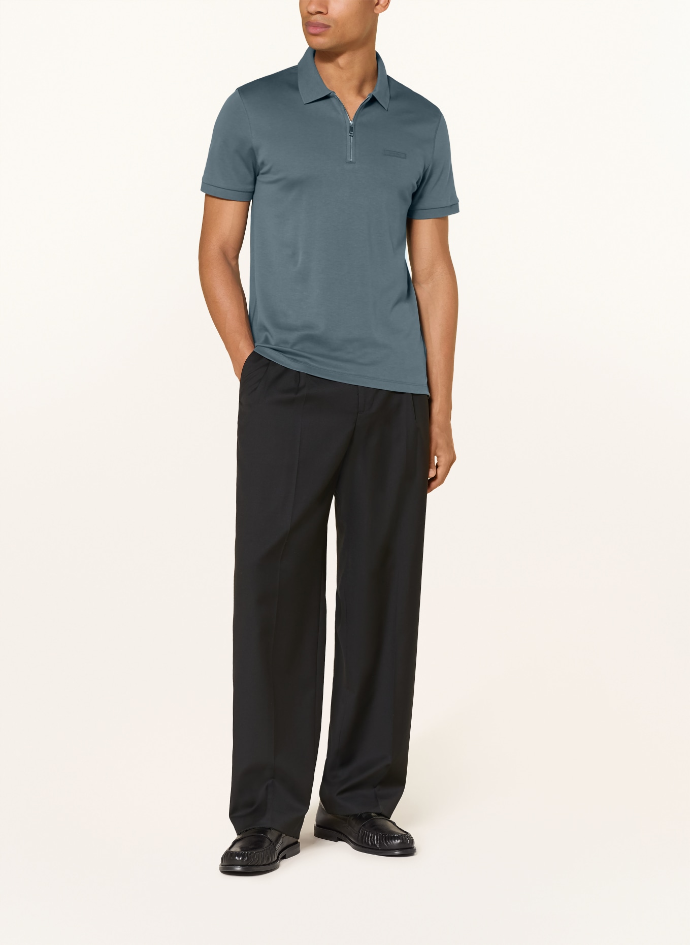 Calvin Klein Jerseyové polo tričko Slim Fit: PETROLEJOVÁ