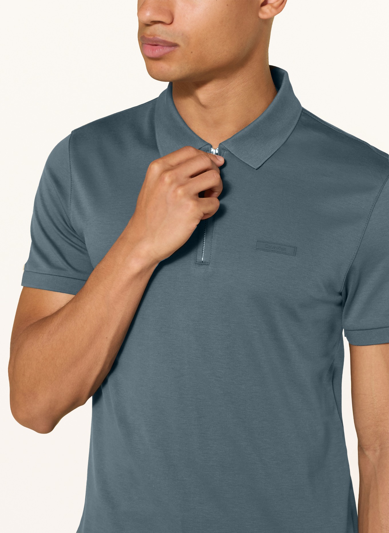 Calvin Klein Jerseyové polo tričko Slim Fit: PETROLEJOVÁ