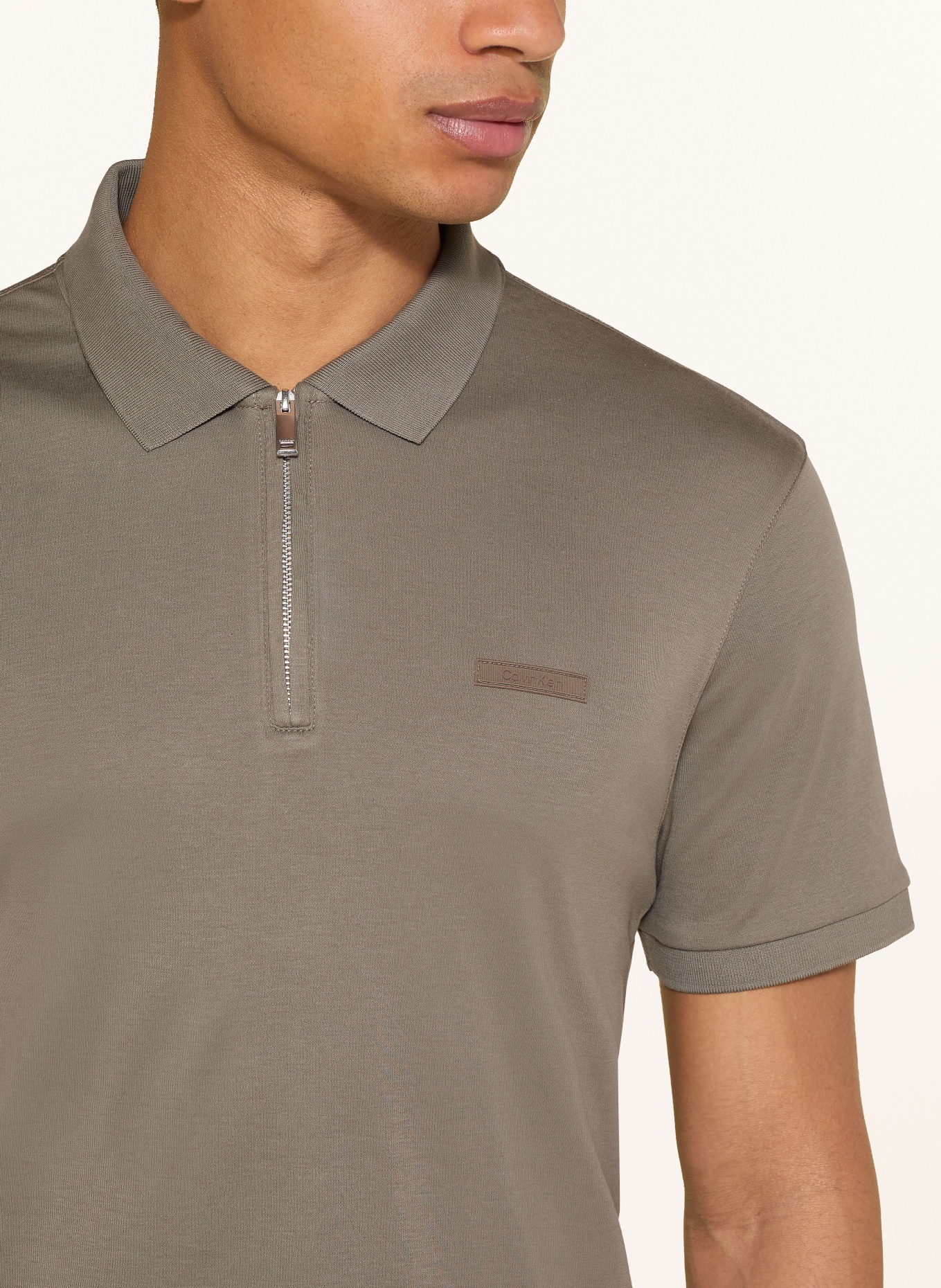 Calvin Klein Jerseyové polo tričko Slim Fit: KHAKI