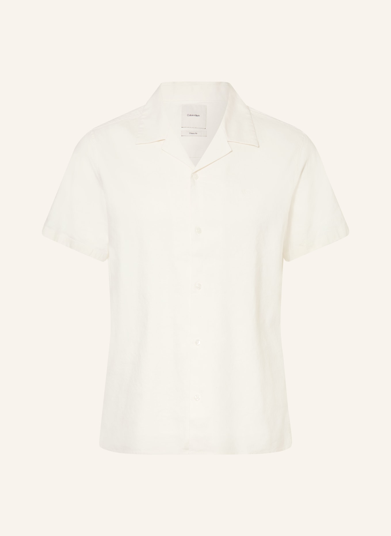 Calvin Klein Košile s krátkým rukávem Classic Fit s lněným vzorem: KRÉMOVÁ