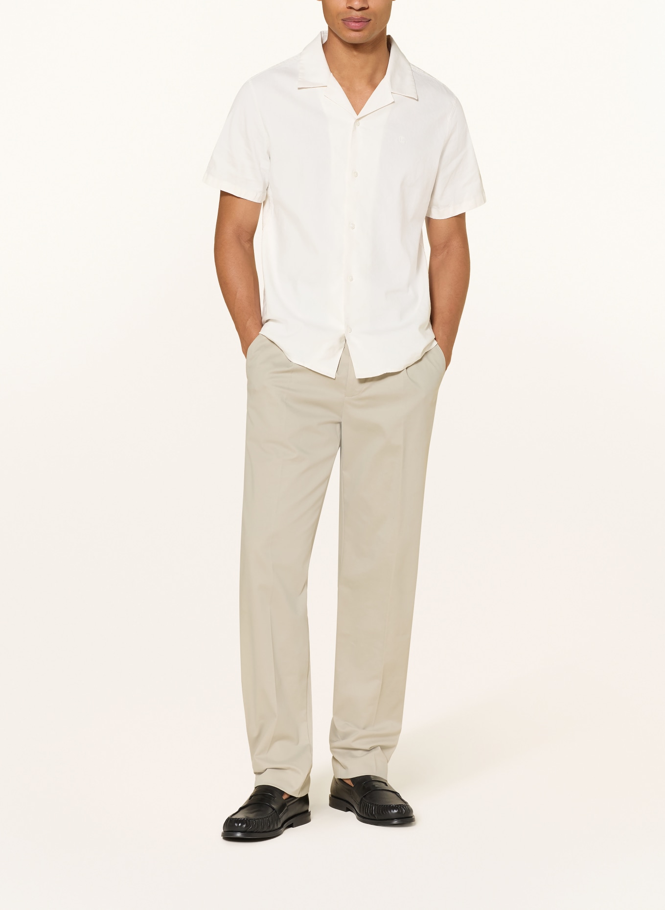 Calvin Klein Košile s krátkým rukávem Classic Fit s lněným vzorem: KRÉMOVÁ