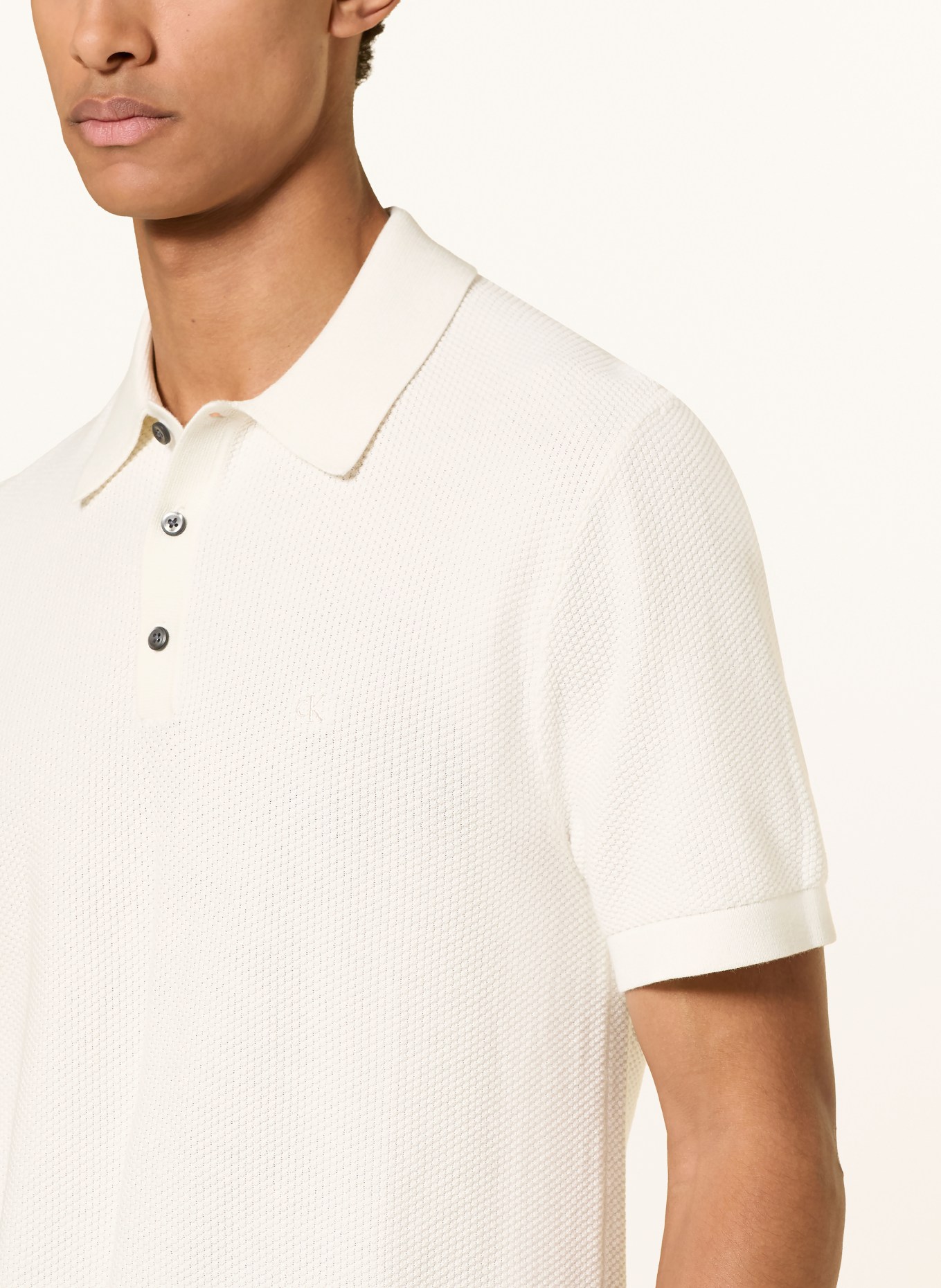 Calvin Klein Piqué-poloshirt: CRÈME