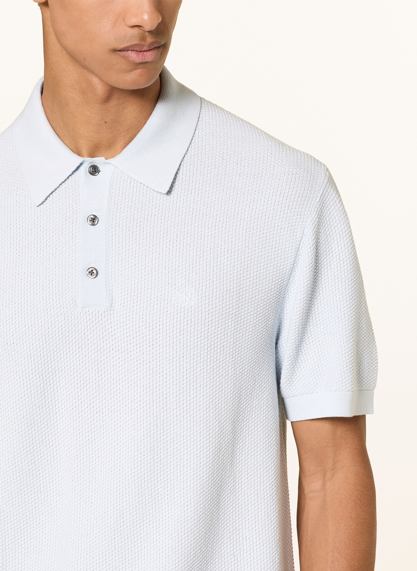 Calvin Klein Piqué-poloshirt: LICHTBLAUW