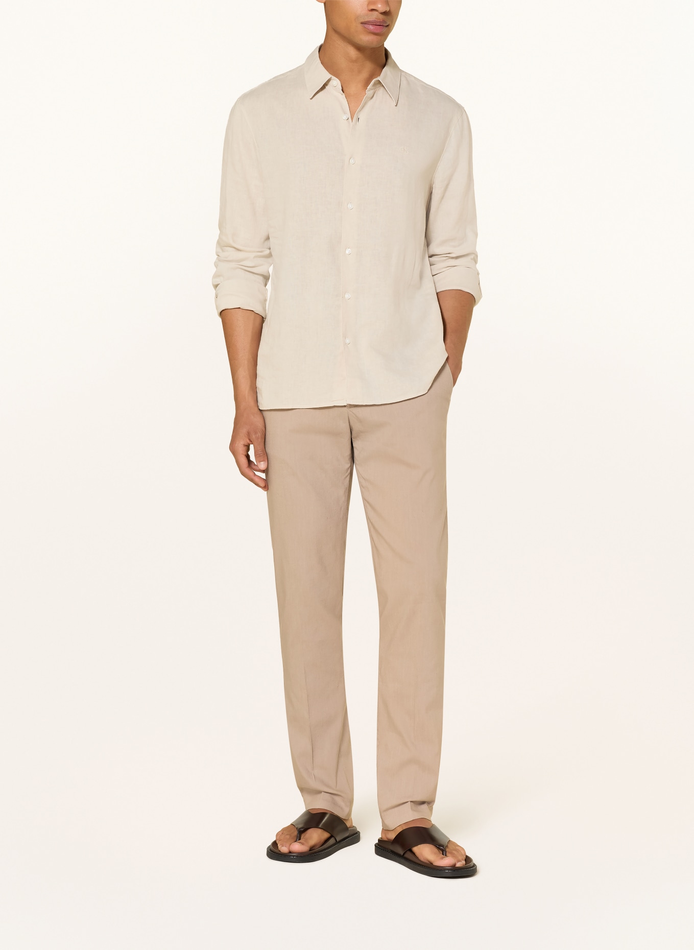 Calvin Klein Chino Slim Fit mit Leinen: BEIGE