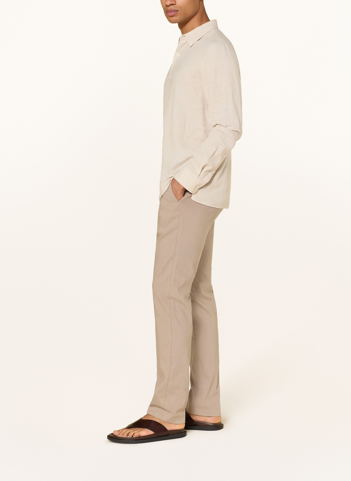 Calvin Klein Chino Slim Fit mit Leinen: BEIGE