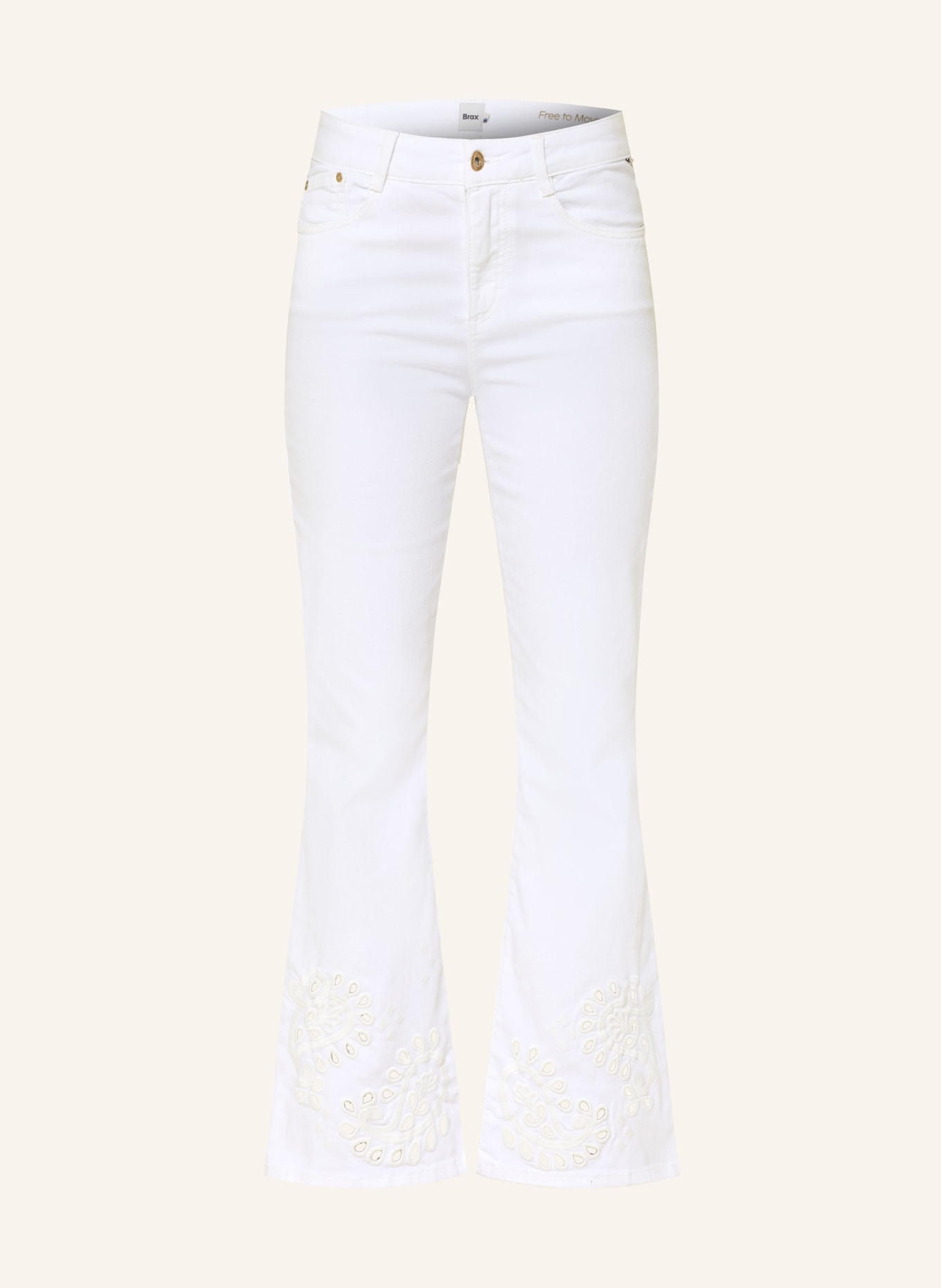 BRAX Bootcut-jeans SHAKIRA S met opengewerkte rand: 99 WHITE