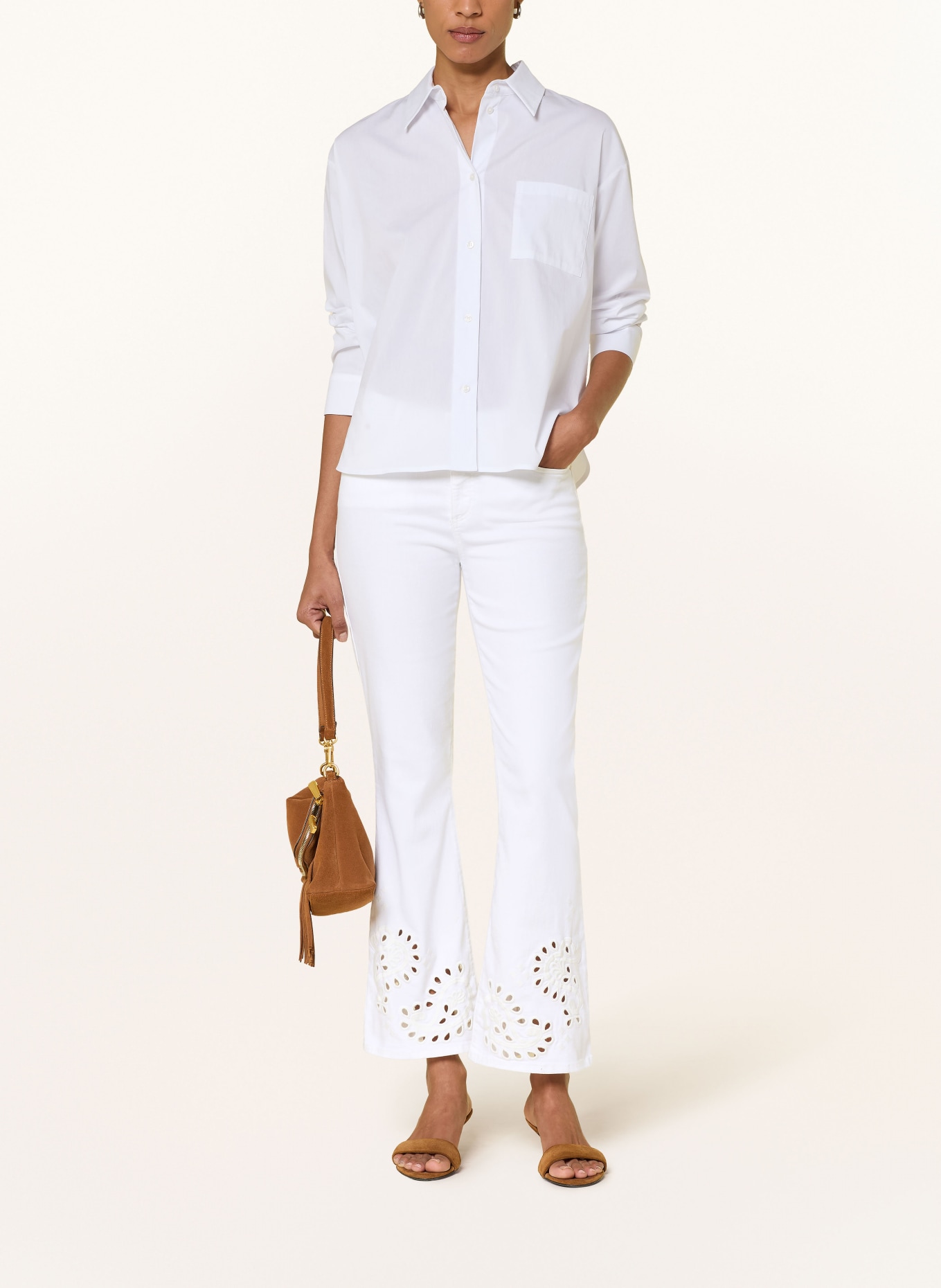 BRAX Bootcut-jeans SHAKIRA S met opengewerkte rand: 99 WHITE