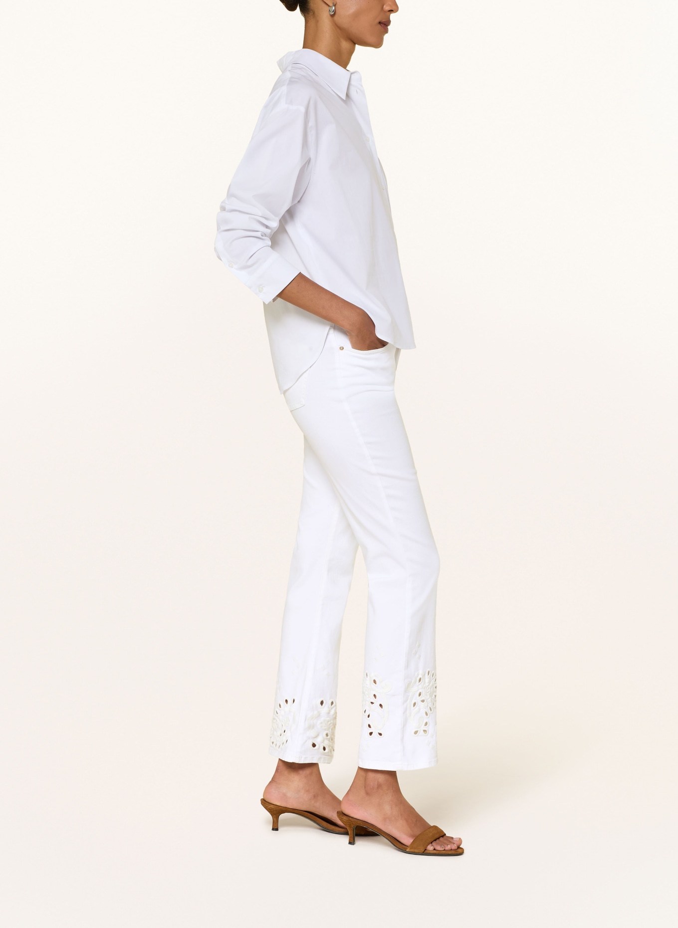 BRAX Bootcut-jeans SHAKIRA S met opengewerkte rand: 99 WHITE