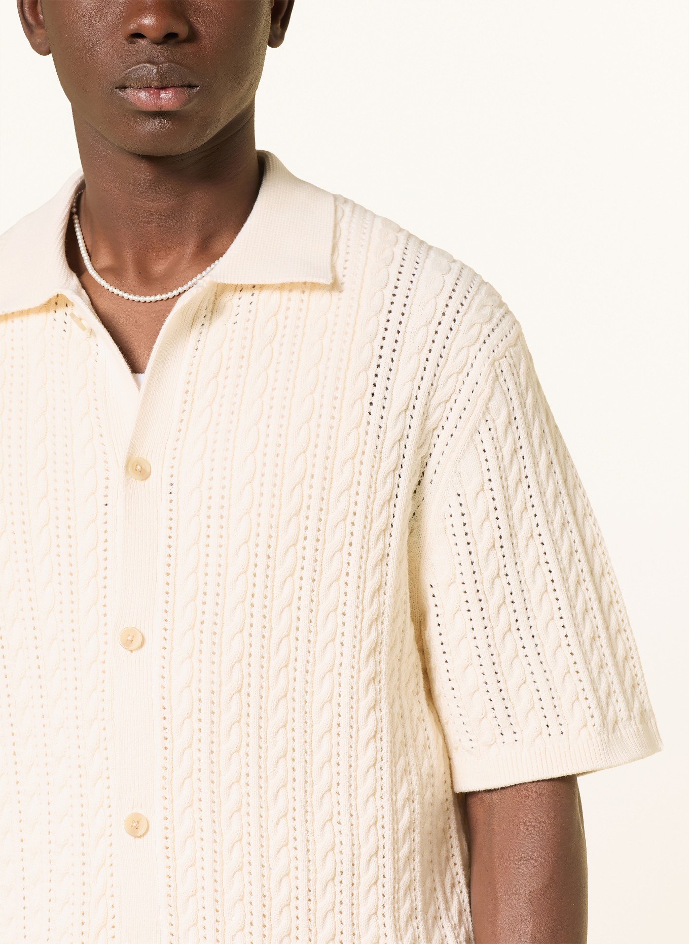 LES DEUX Strickhemd Regular Fit: ECRU